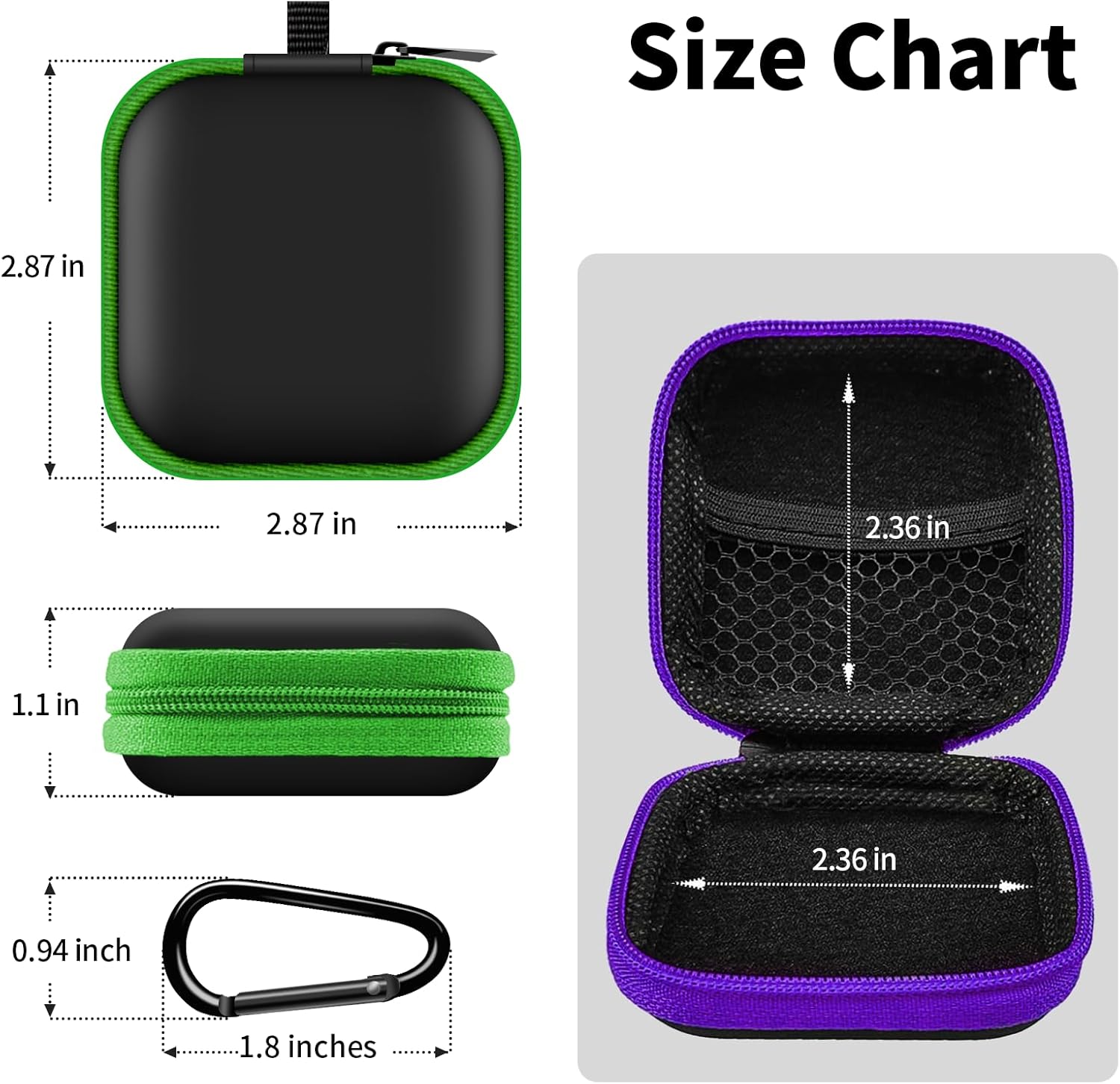 MOLOVA Paquete de 2 fundas cuadradas para auriculares, estuche portátil de EVA para almacenamiento, accesorios para teléfono celular, organizador