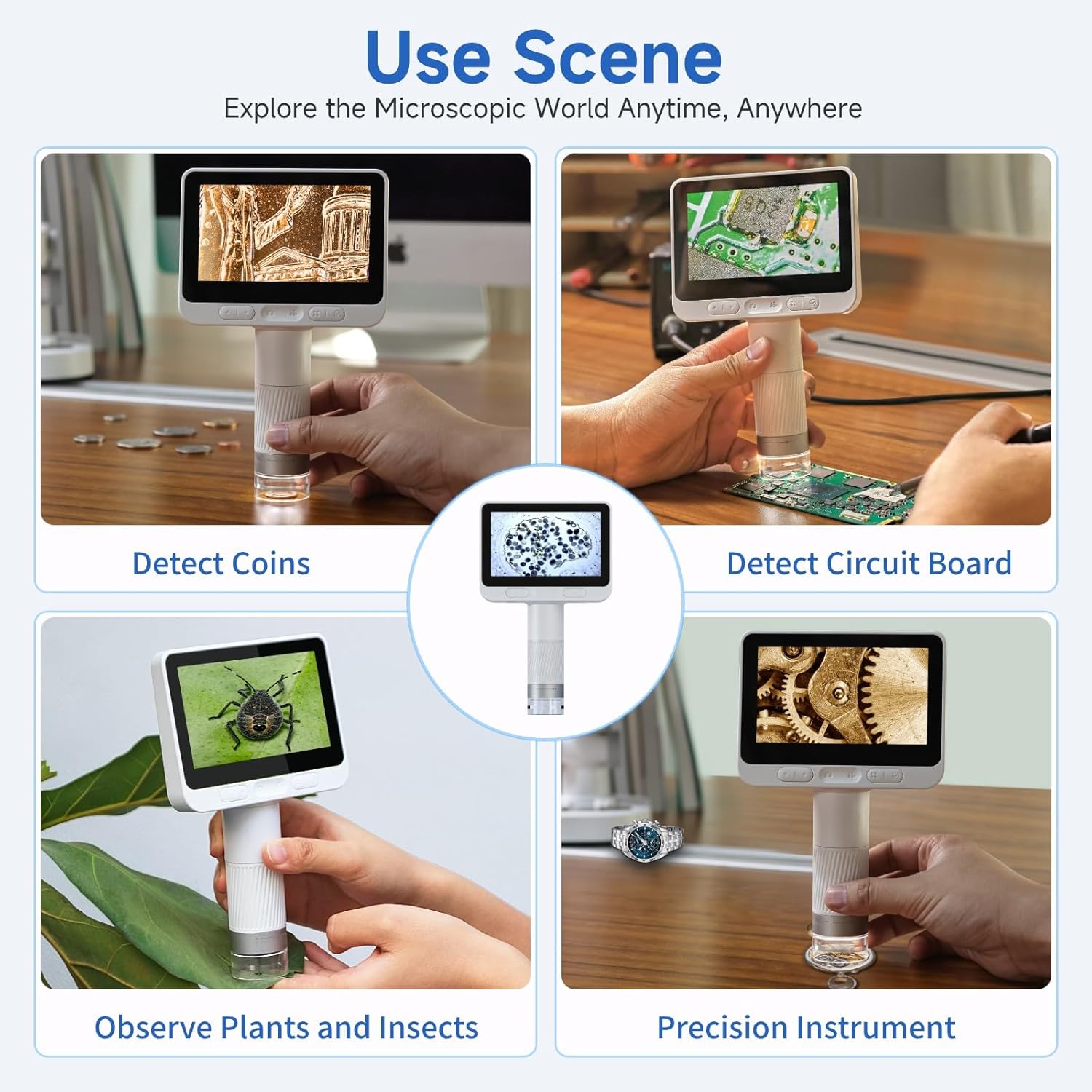BEAVERLAB Darwin Microscopio digital de mano M2 con pantalla IPS de 4.3 pulgadas, microscopio electrónico portátil 1600X para adultos y niños,