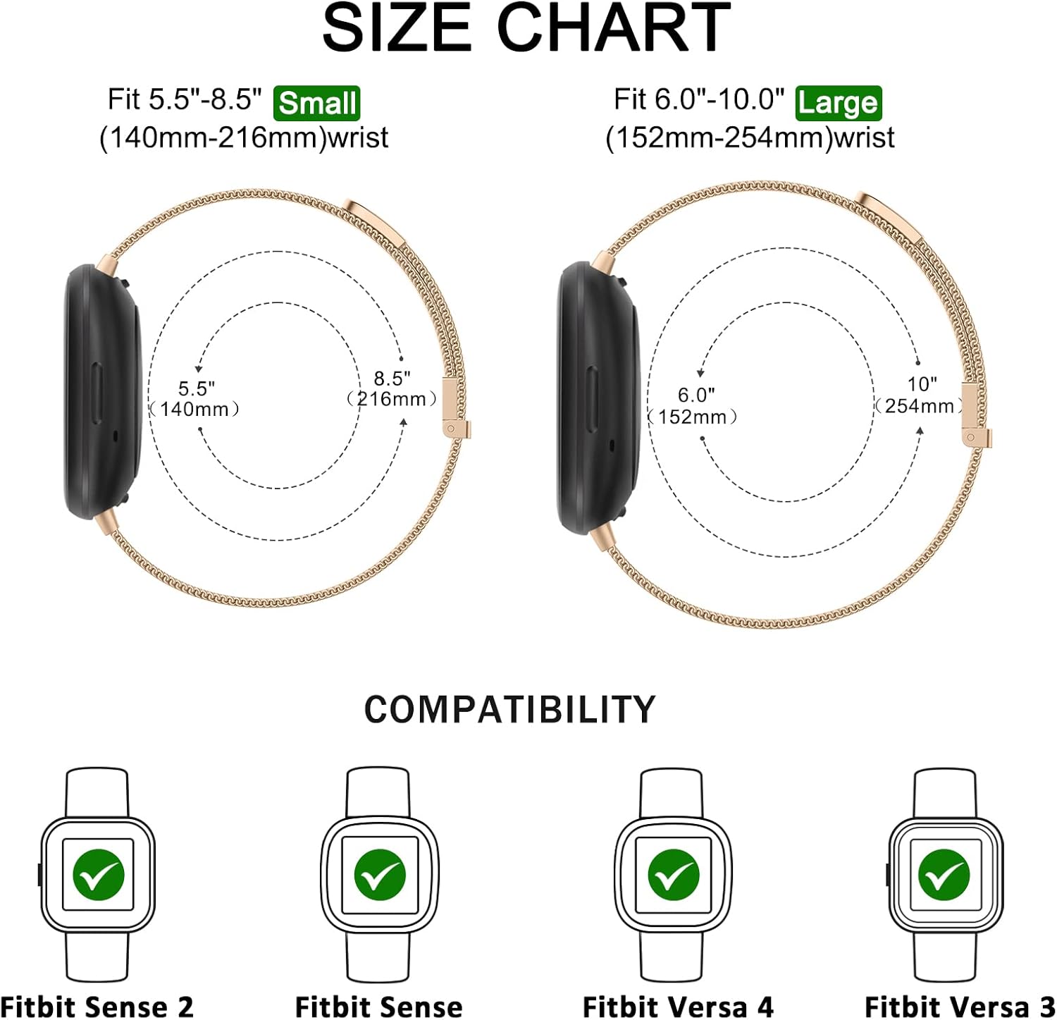 Correa de metal para Fitbit Sense 2  Sense Bands, Fitbit Versa 4  Versa 3 bandas para mujeres y hombres, correa de repuesto magnética de malla de