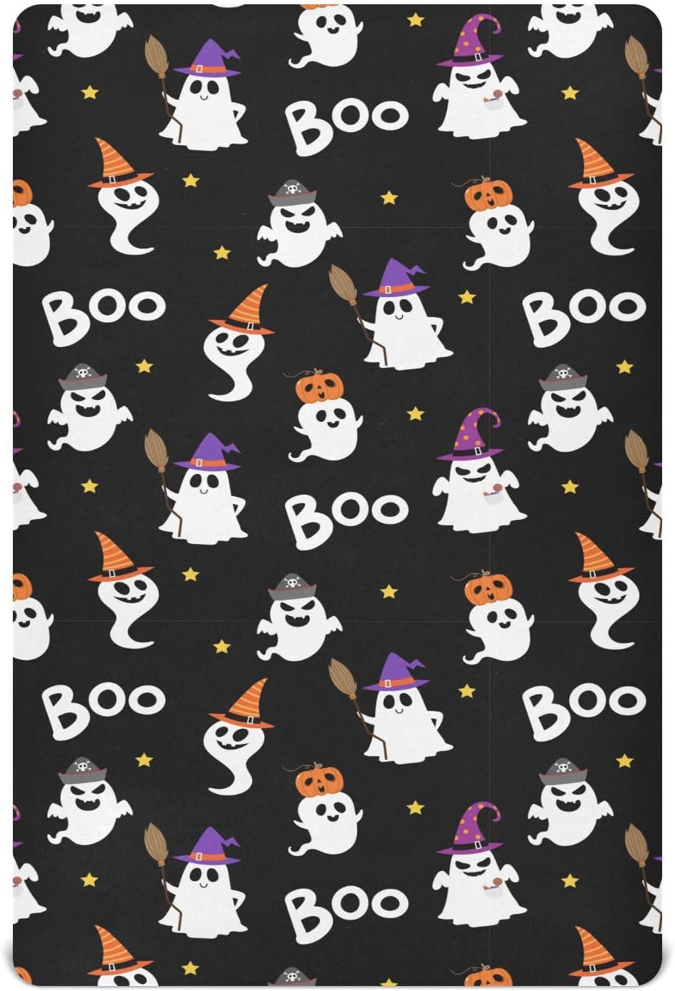 Sábana bajera ajustable para cuna de bebé, con bonito diseño de fantasma, para guardería, para niños y niñas, para cuna, mini cuna, 52 x 28 pulgadas