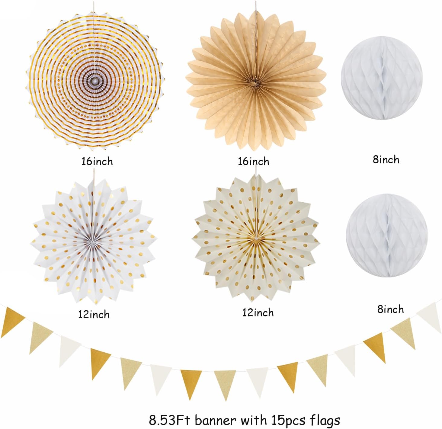 Decoraciones de fiesta bohemias de color beige, dorado champán, blanco, melocotón, 20 unidades neutrales para baby shower, linternas rústicas de