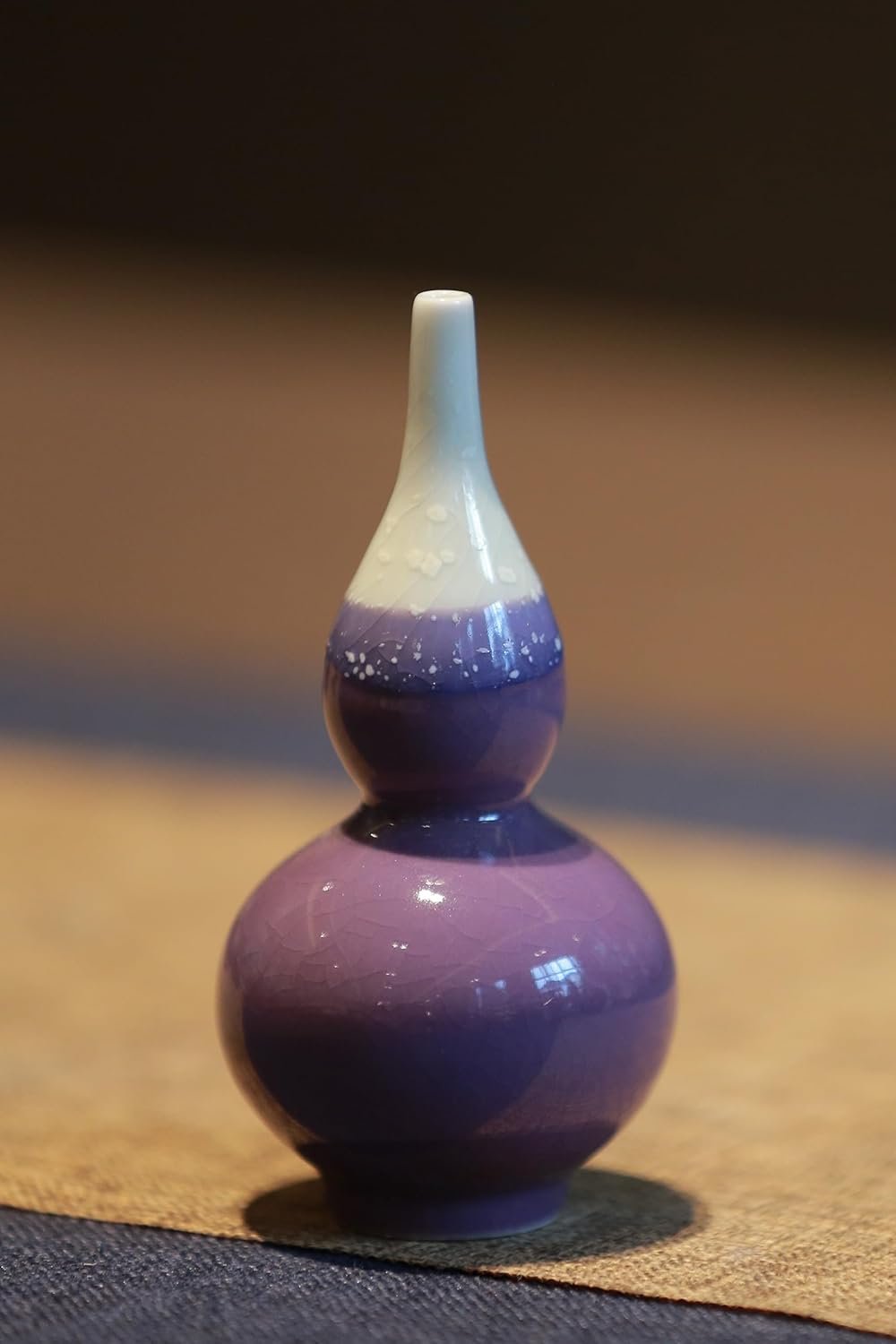 Juego de 2 mini jarrones de cerámica de porcelana esmaltada estilo morado (flor seca) para decoración del hogar y la oficina, sala de estar,