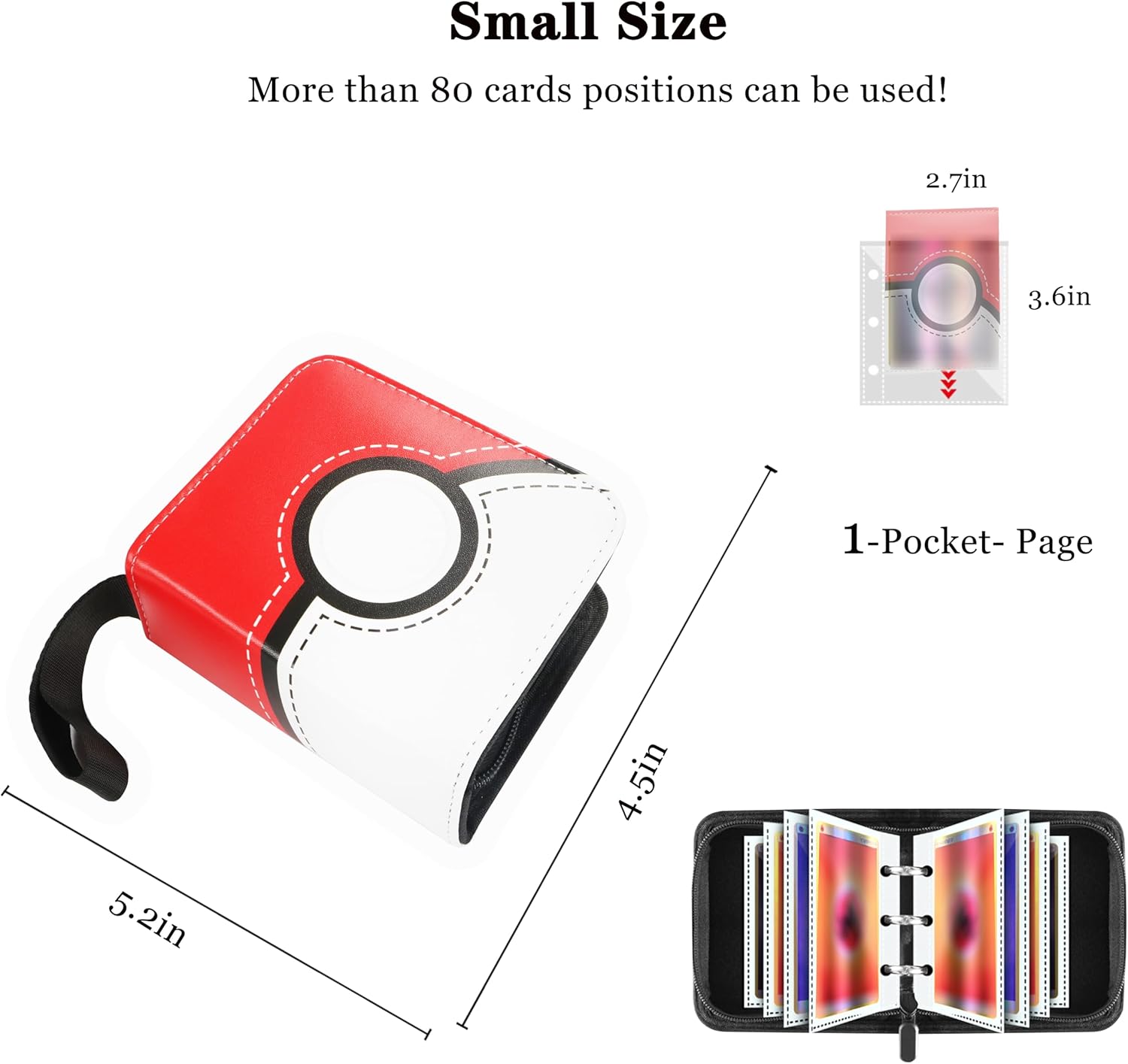 Carpeta de tarjetas para tarjetas, mini álbum de coleccionista portátil de 1 bolsillo con mangas extraíbles, tarjeta de transporte con cremallera,