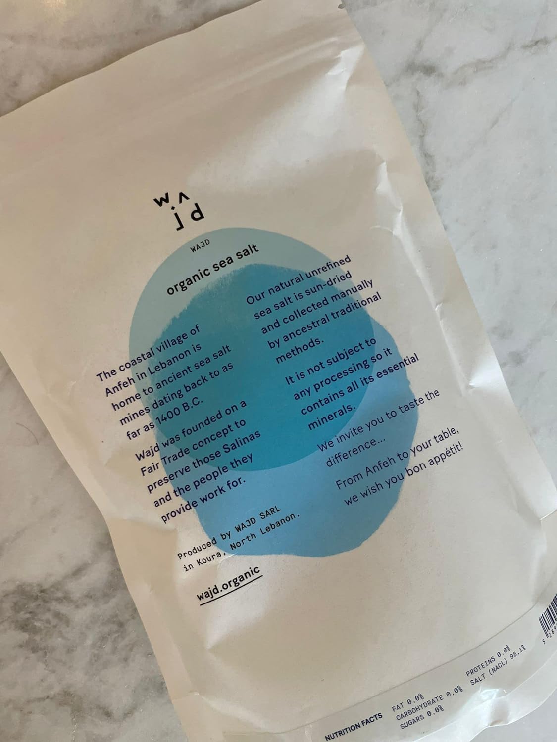 WAJD – Sal marina natural, secada al sol, cristalizada en sal marina natural, bolsa de sal marina 100% natural sin refinar