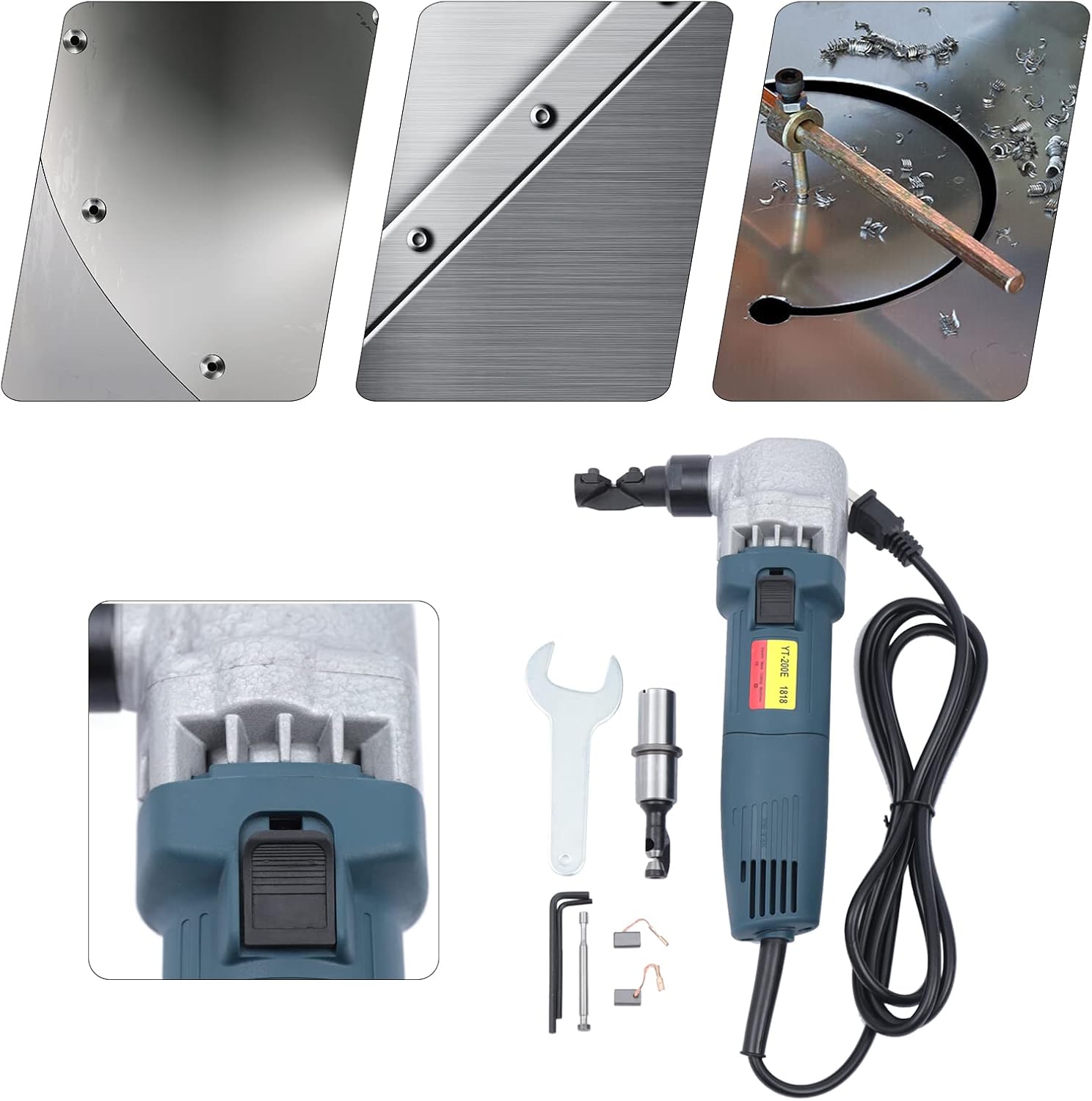 Nibbler eléctrico de 380 W, herramienta de corte de metal, kit de corte de hojas de metal, velocidad del motor de 30000 rpm, herramientas de corte