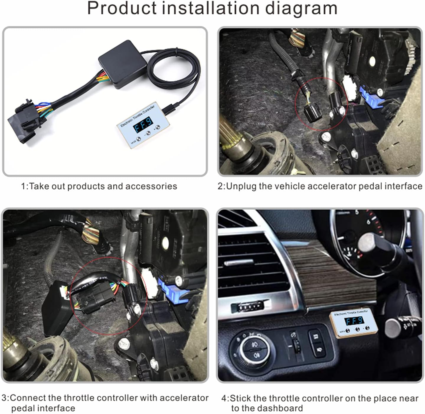Mallofusa Regulador de respuesta del acelerador regulador electrónico del acelerador 9 modos Acelerador de carreras electrónico inteligente apto