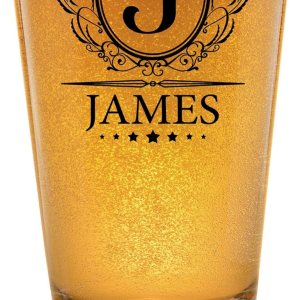 PREZZY Vaso de cerveza personalizado con letra J inicial, divertido monograma, regalos para hombres, vaso de cerveza con nombre personalizado, 16 PREZZY Vaso de cerveza personalizado con letra J inicial, divertido monograma, regalos para hombres, vaso de cerveza con nombre personalizado, 16