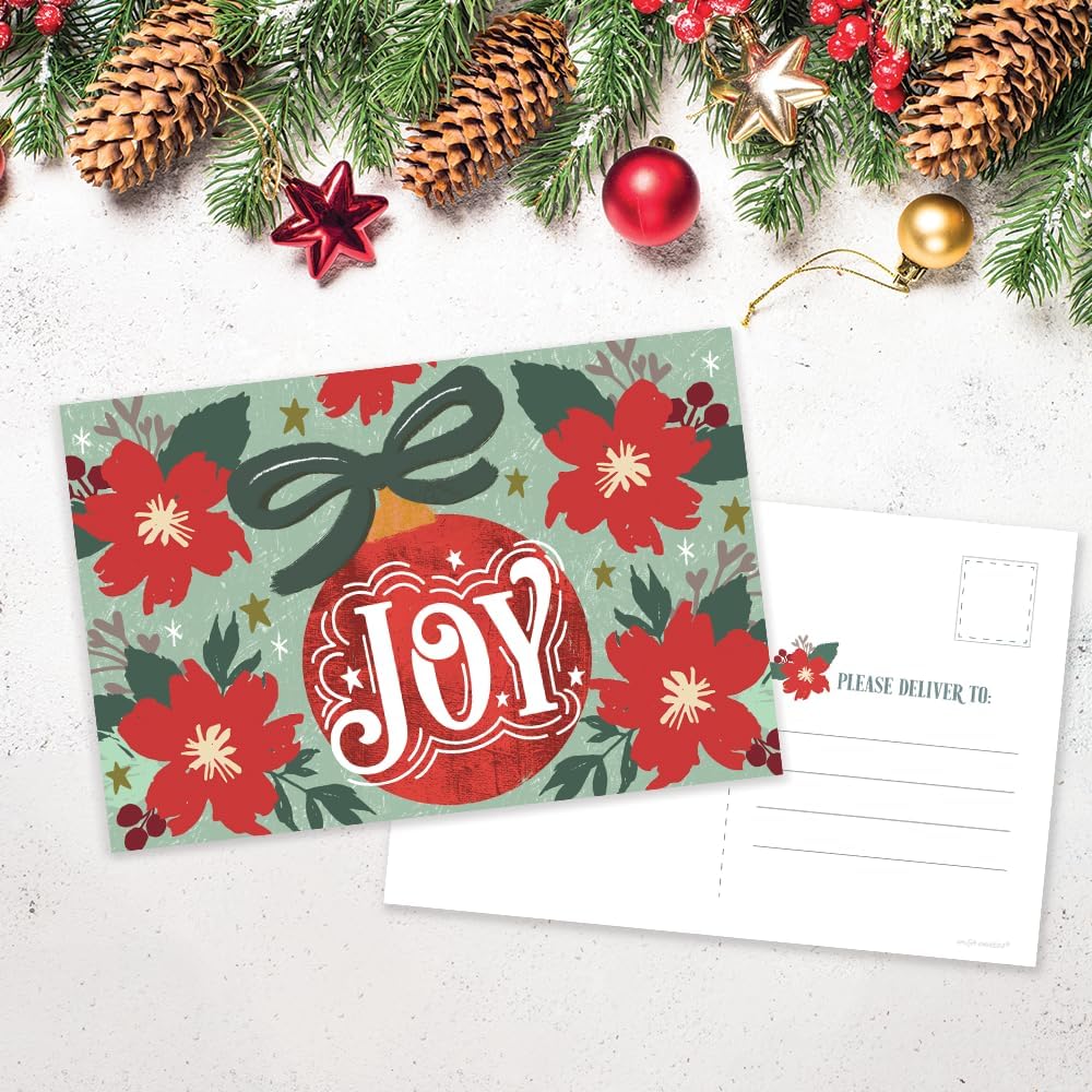 m&h invites Postales navideñas de estilo vintage, felicitaciones navideñas  Tarjetas postales de alegría  50 unidades