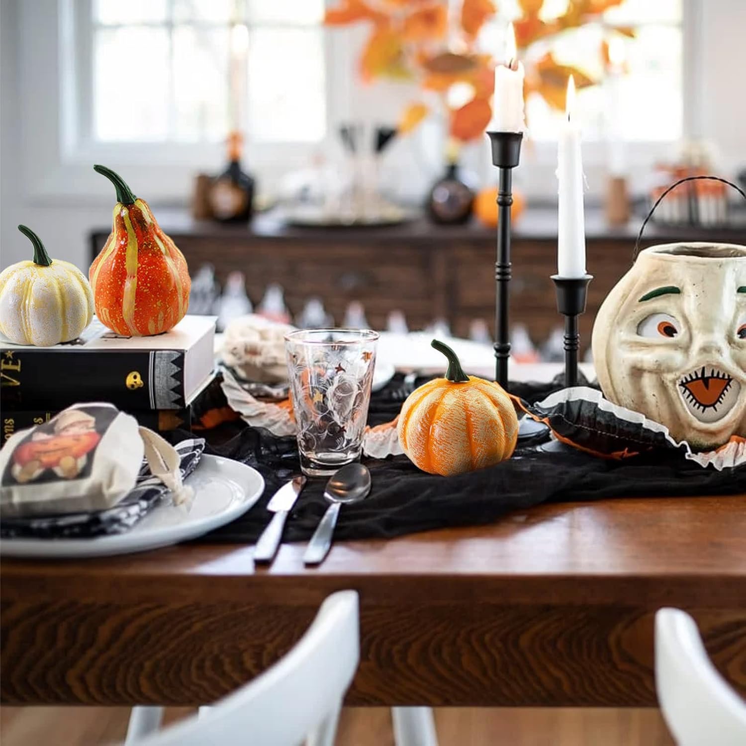 belupai Mini calabazas de espuma surtidas, calabazas falsas de simulación, pequeñas calabazas de plástico a granel para decoración de otoño,