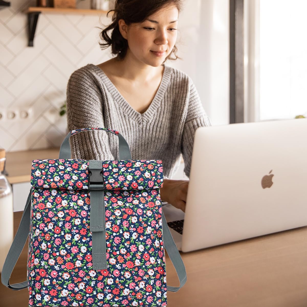 Lonchera térmica para hombresmujeresniños, lonchera reutilizable con correa ajustable para el hombro, contenedor térmico para el almuerzo para