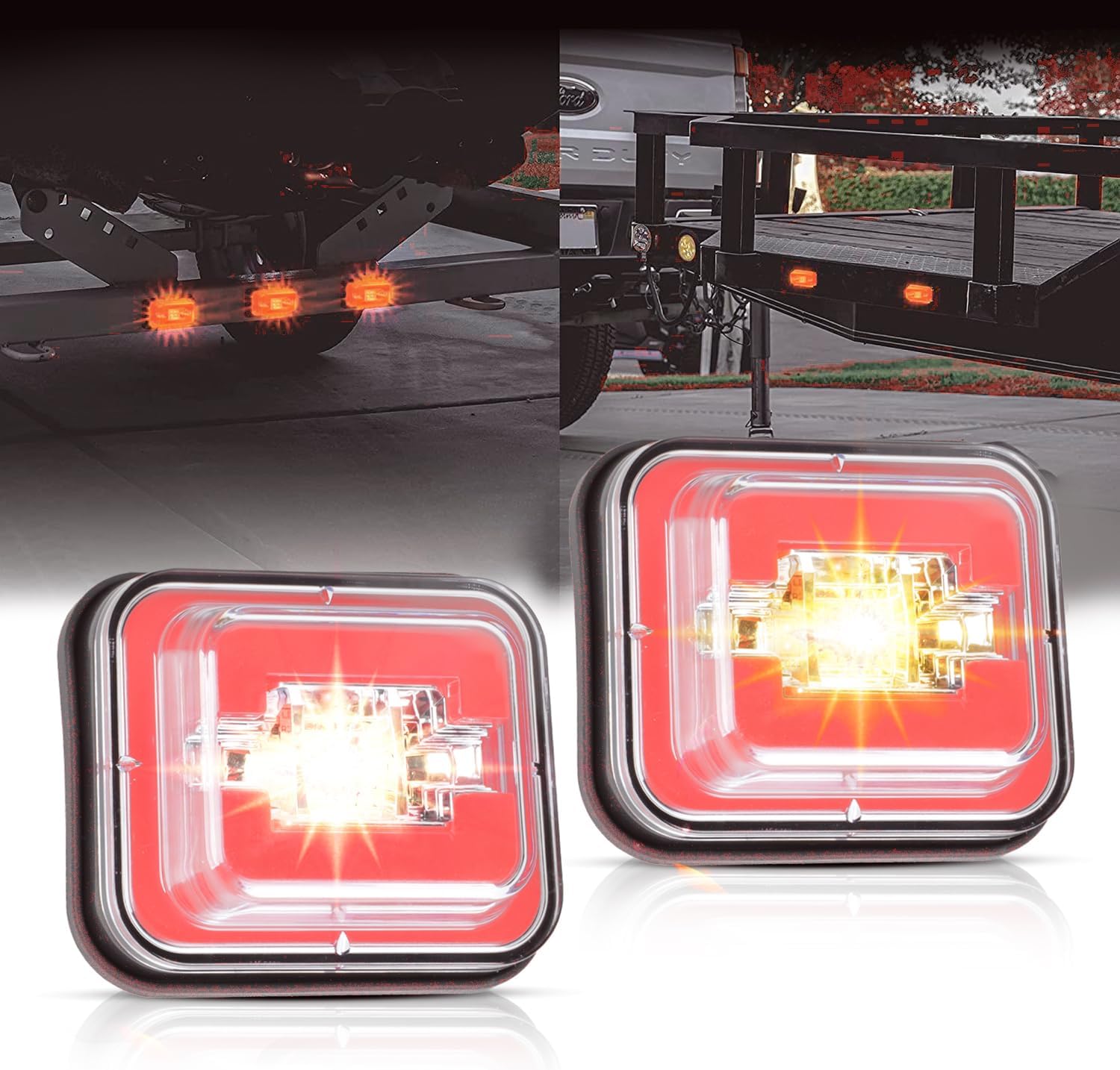 Luces LED para remolques de camión, 2 piezas, 2835 luces LED de freno de giro, estacionamiento, señal estroboscópica inversa, parte delantera,
