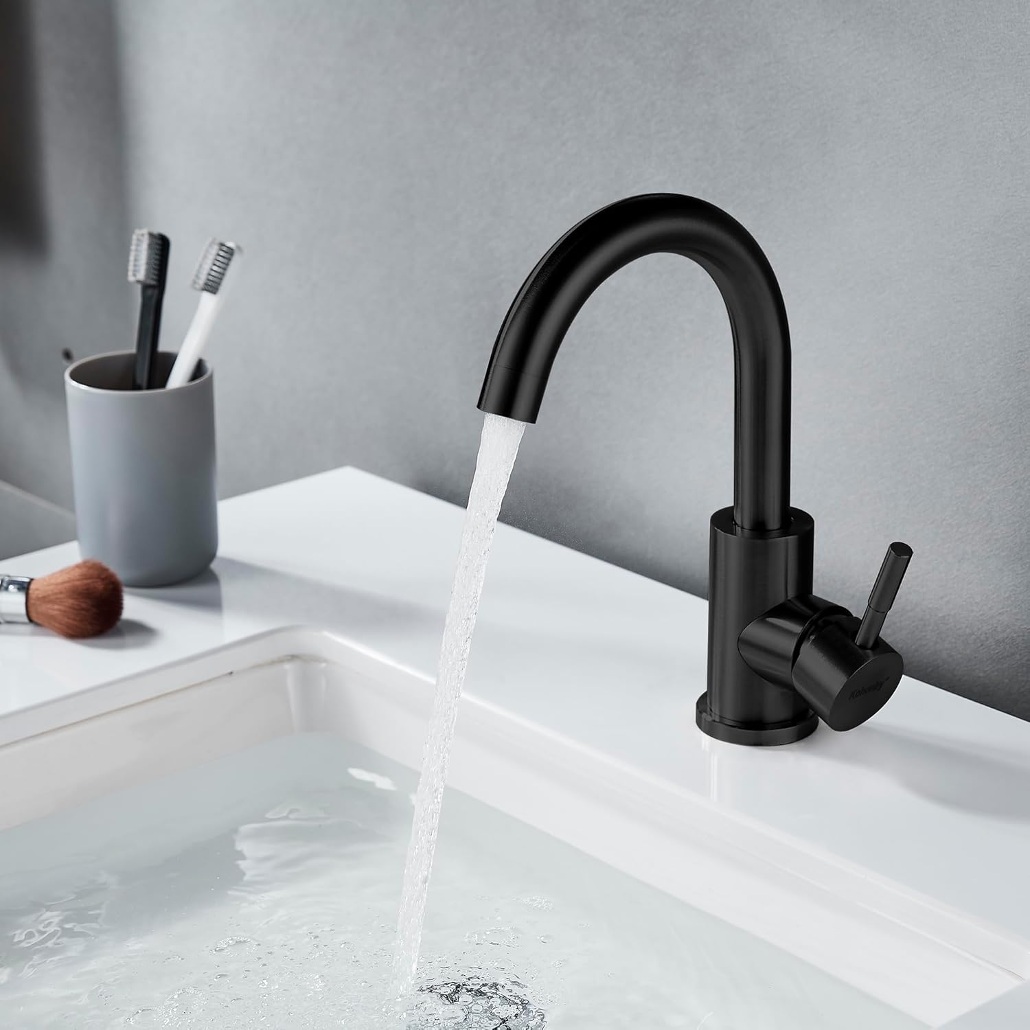 Grifo de fregadero de barra húmeda, de un solo agujero, negro mate de una sola manija para fregadero de cocina o baño, moderno grifo de fregadero de