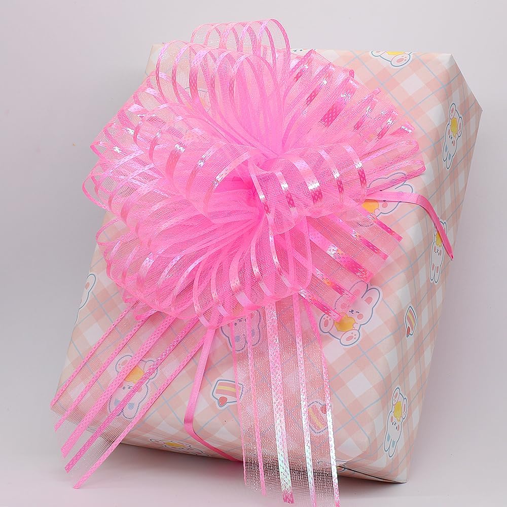 10 lazos para envolver regalos, lazos de regalo de 4 pulgadas para cesta de regalo, decoración de caja de regalo (rosa)
