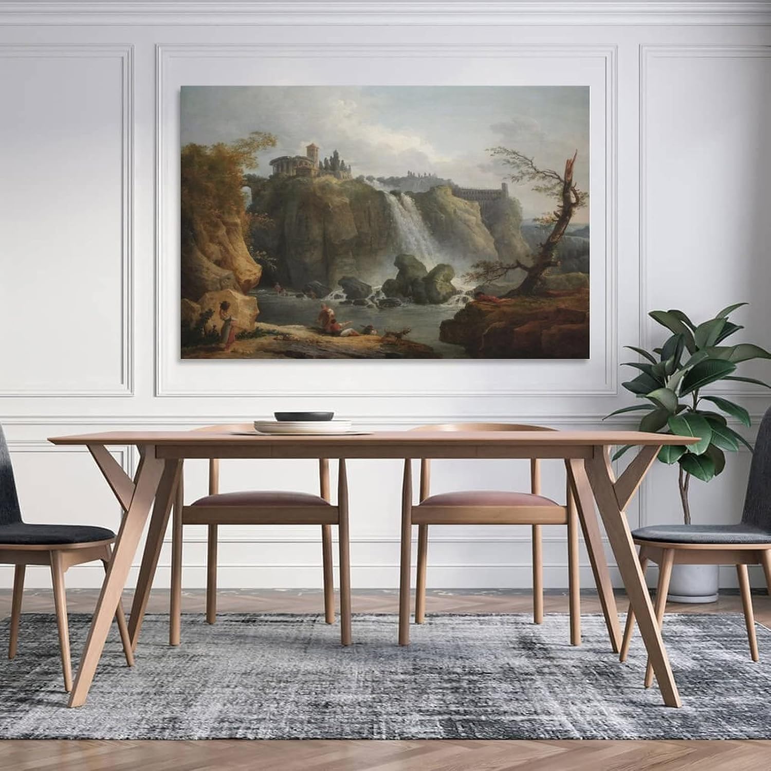 Hubert Robert – The Falls of Tivoli, 1768 Canvas Art Poster and Wall Art Picture Print Modern Family Bedroom Decor Posters 16x24inch(40x60cm)