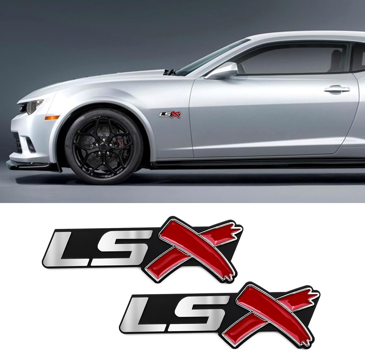 2 unidades LSX Car 3D Letra Fender Side o Rear Trunk Emblema ABS Placa de identificación personalizada Adhesivo para Camaro Corvette LS LT ZL SS
