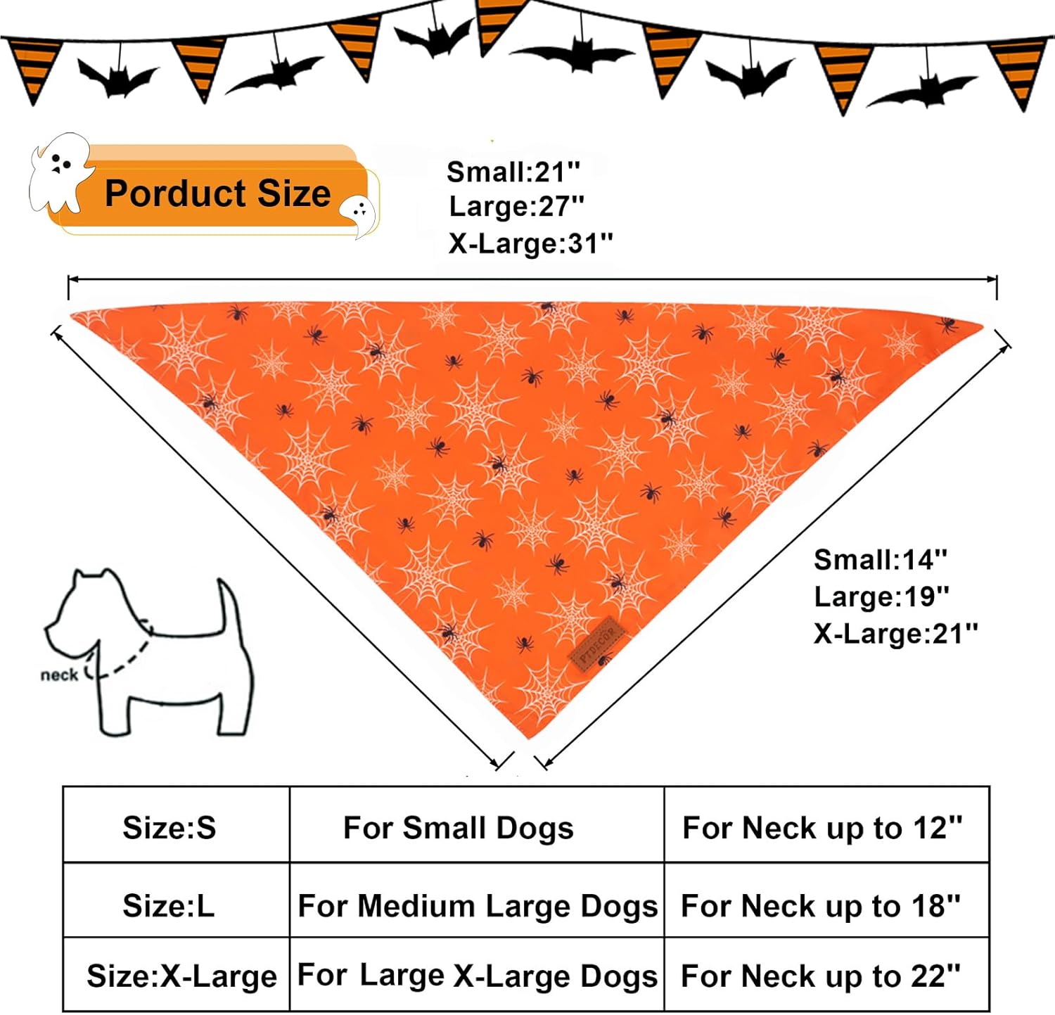 Bandana de Halloween para perro, bufanda reversible para cachorros, varios tamaños ofrecidos, bandanas triangulares de Halloween para perros