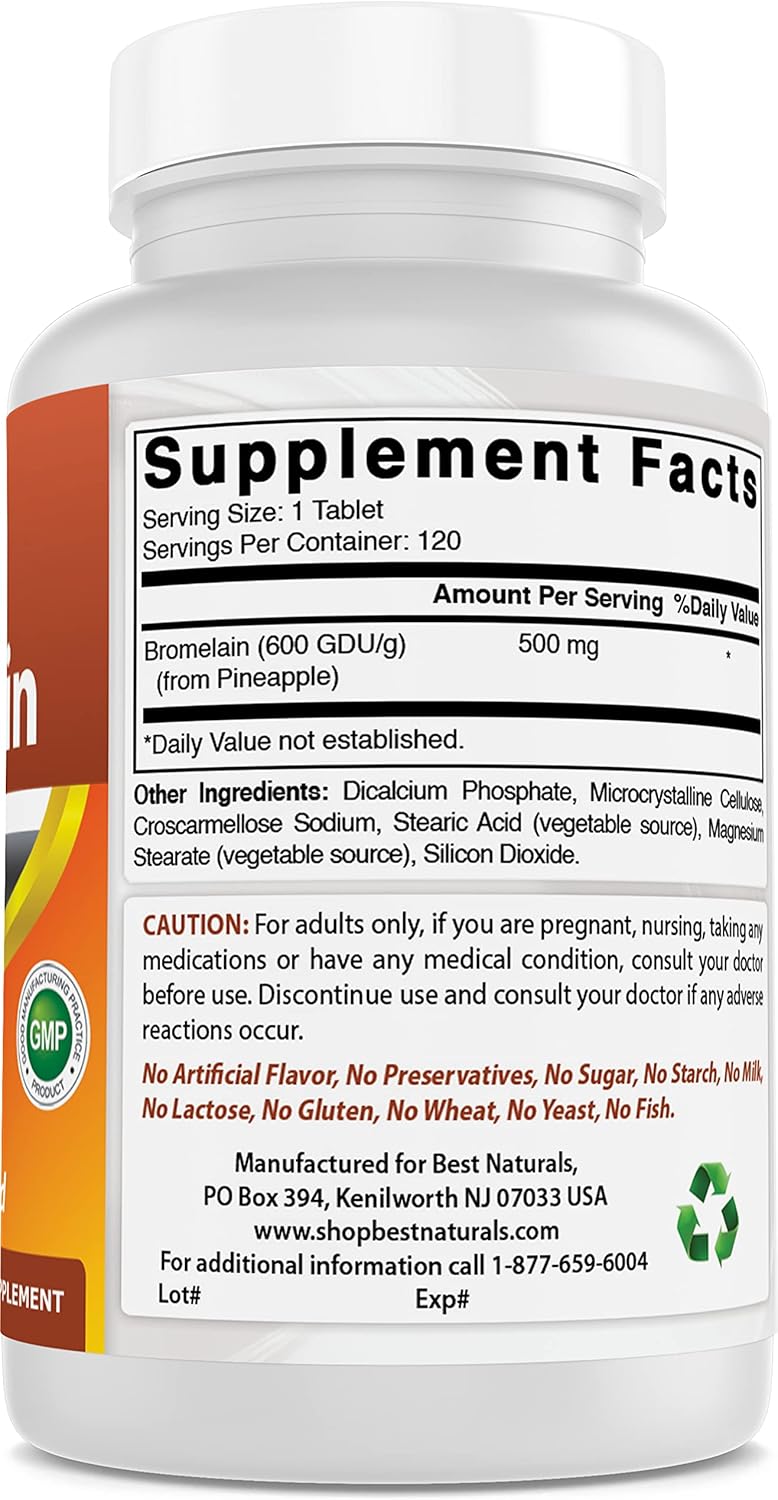 Best Naturals Bromelina 500mg 120 comprimidos (120 unidades (paquete de 2))