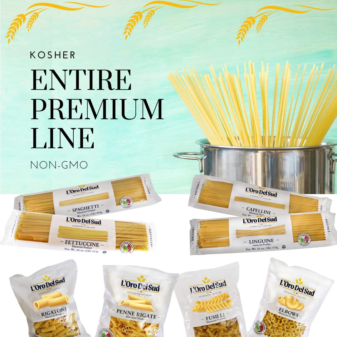 Pasta Farfalle, paquete de 4, pasta italiana, pasta con pajarita, producto de calidad premium de Italia, 16 onzas (paquete de 4) por L’Oro del Sud.