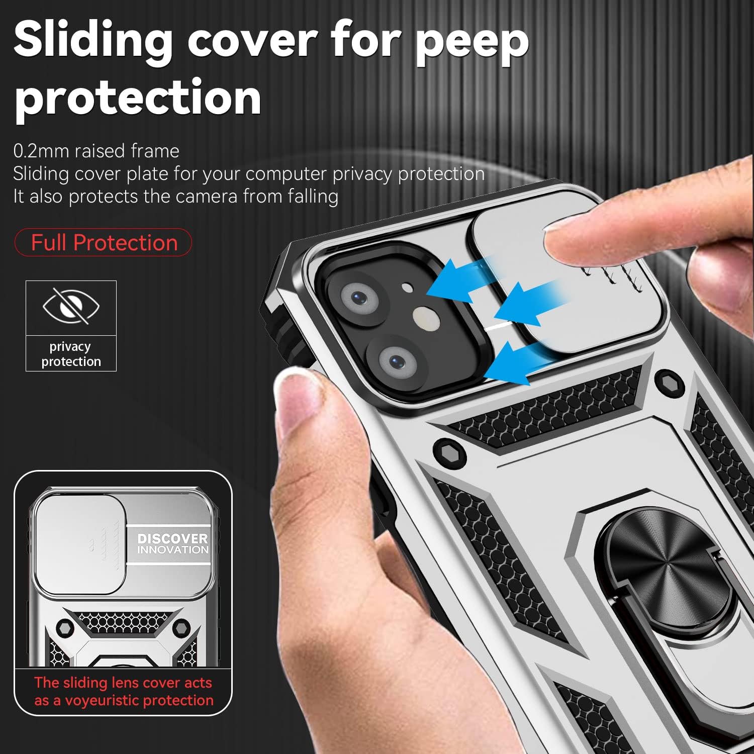 Funda para iPhone 11 con cubierta para lente de cámara, protector de pantalla HD, doble capa protección contra caídas de grado militar de 15 pies