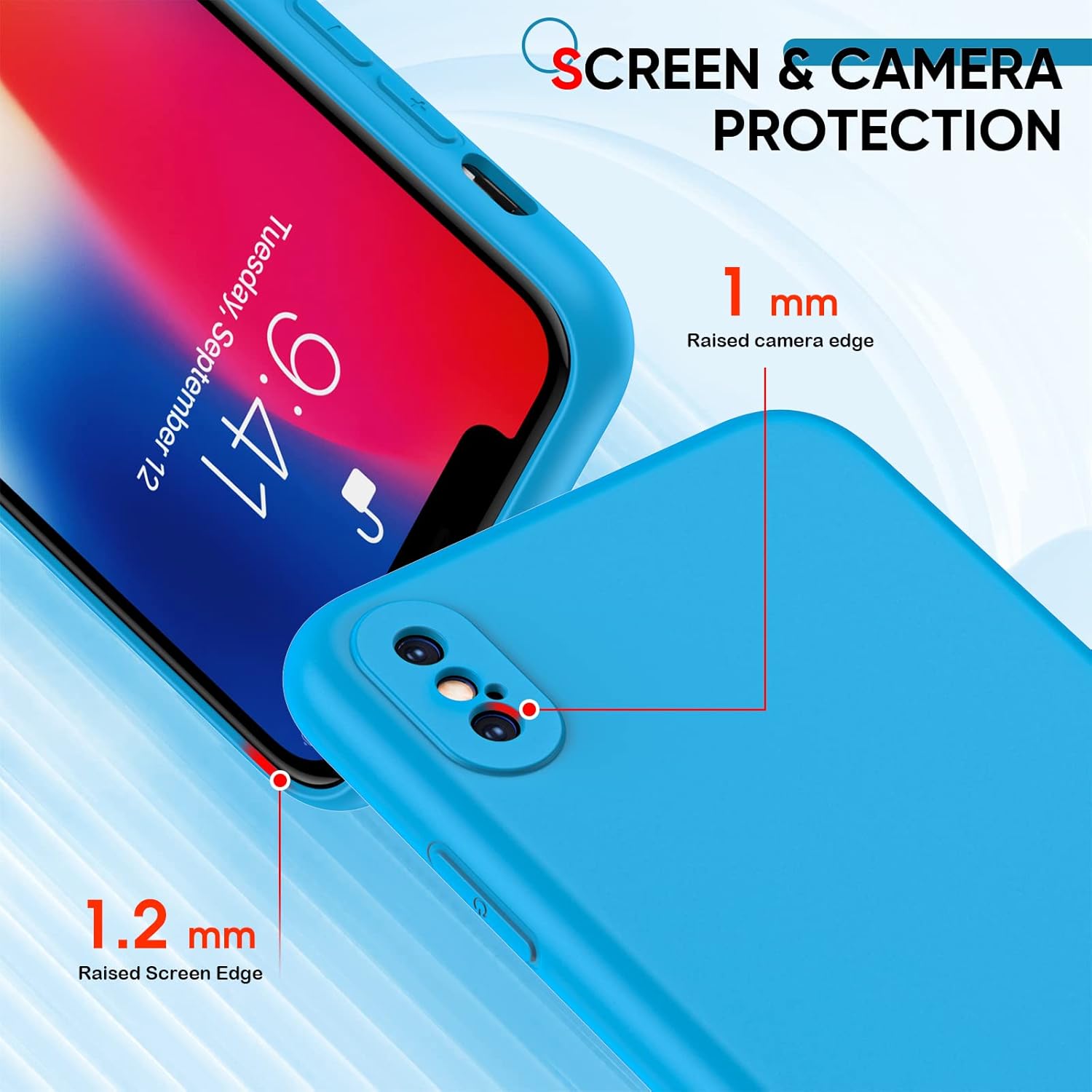 LeYi Funda para iPhone Xs Max Funda iPhone Xs Max con 2 protectores de pantalla de vidrio templado, funda de silicona suave ultra delgada a prueba