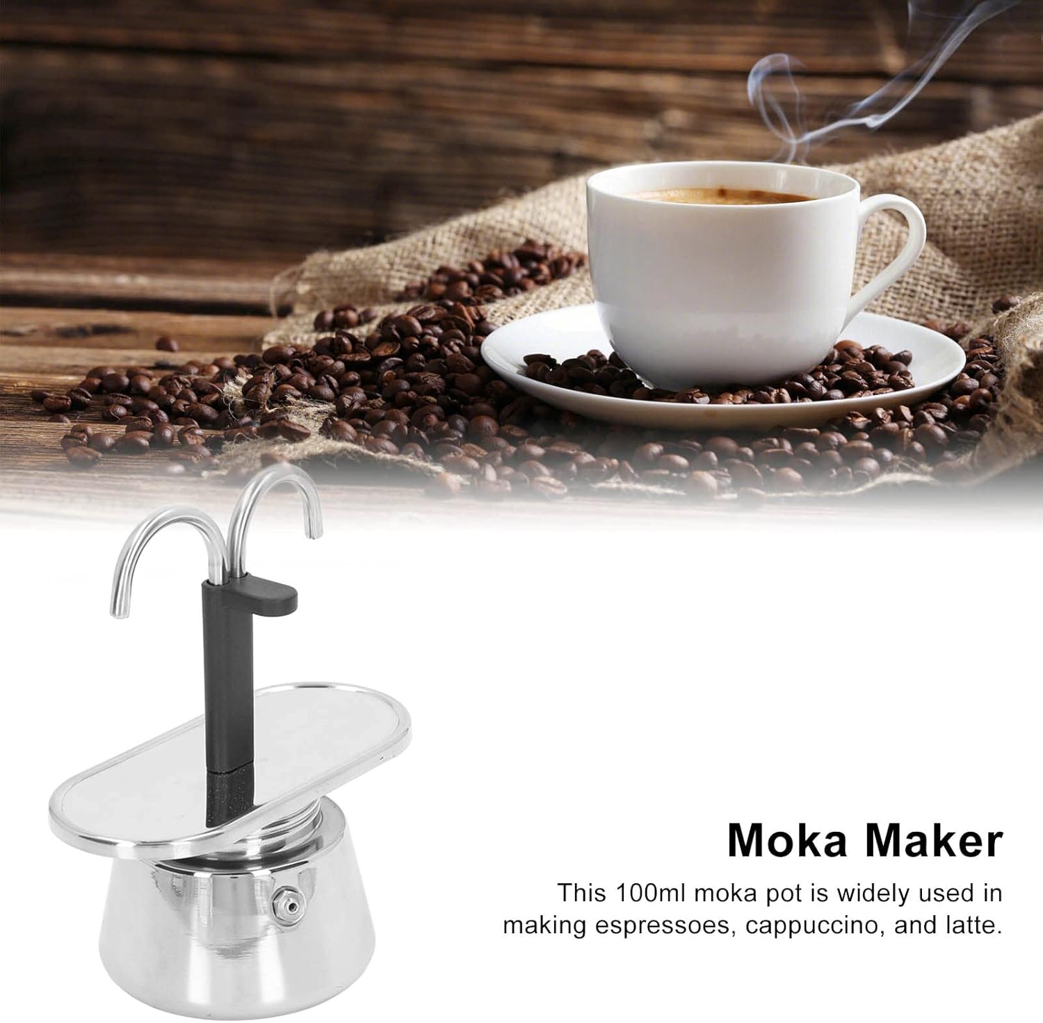 TOPINCN Olla de moka de doble tubo de 3.4 fl oz, cafetera cubana para hacer expresos, capuchino y café con leche, tazas y tazas de té, tazas y