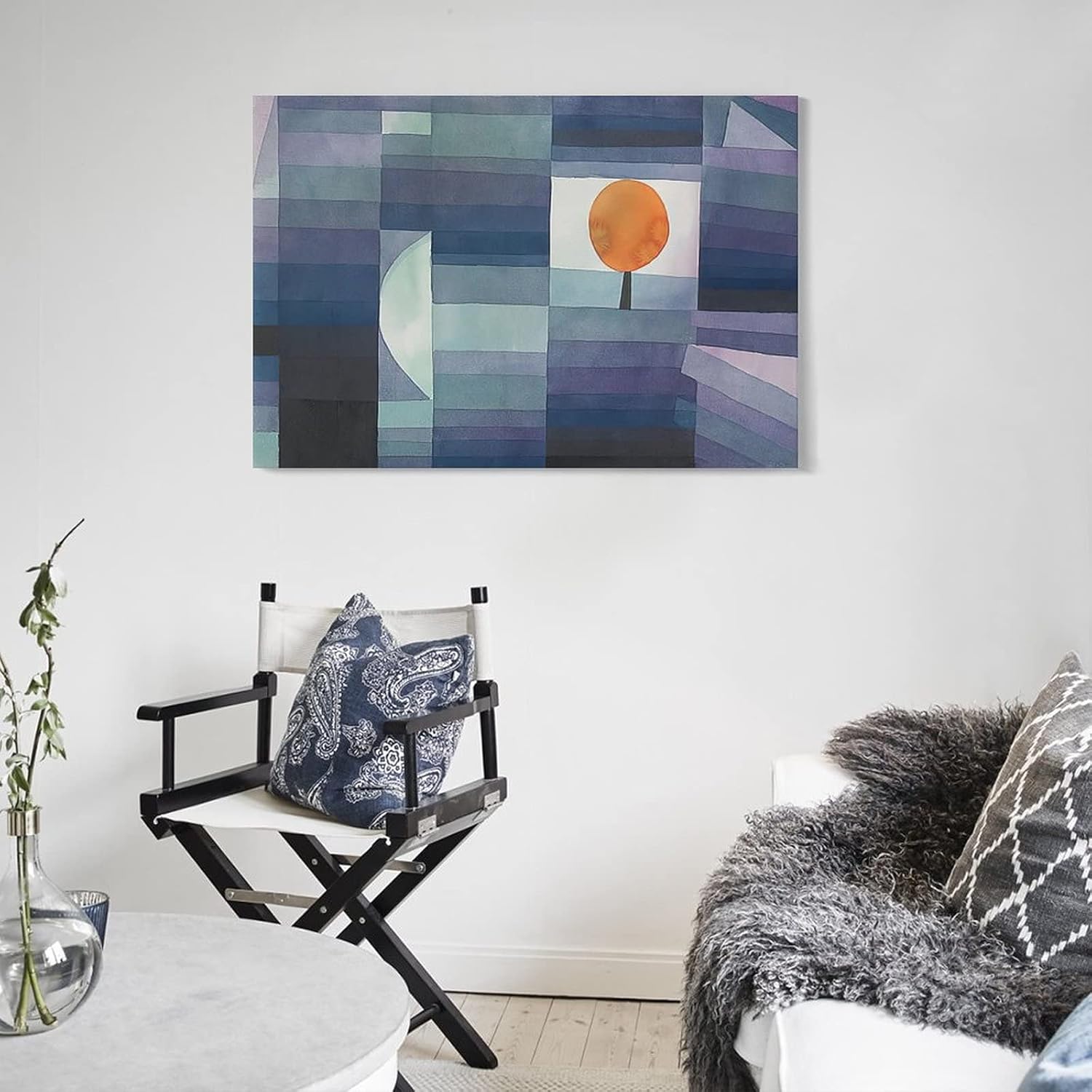 Paul Klee – Der Bote Des Herbstes (gruenviolette Stufung Mit Orange Akzent) 1922 Poster Decorative Painting Canvas Wall Art Living Room Posters