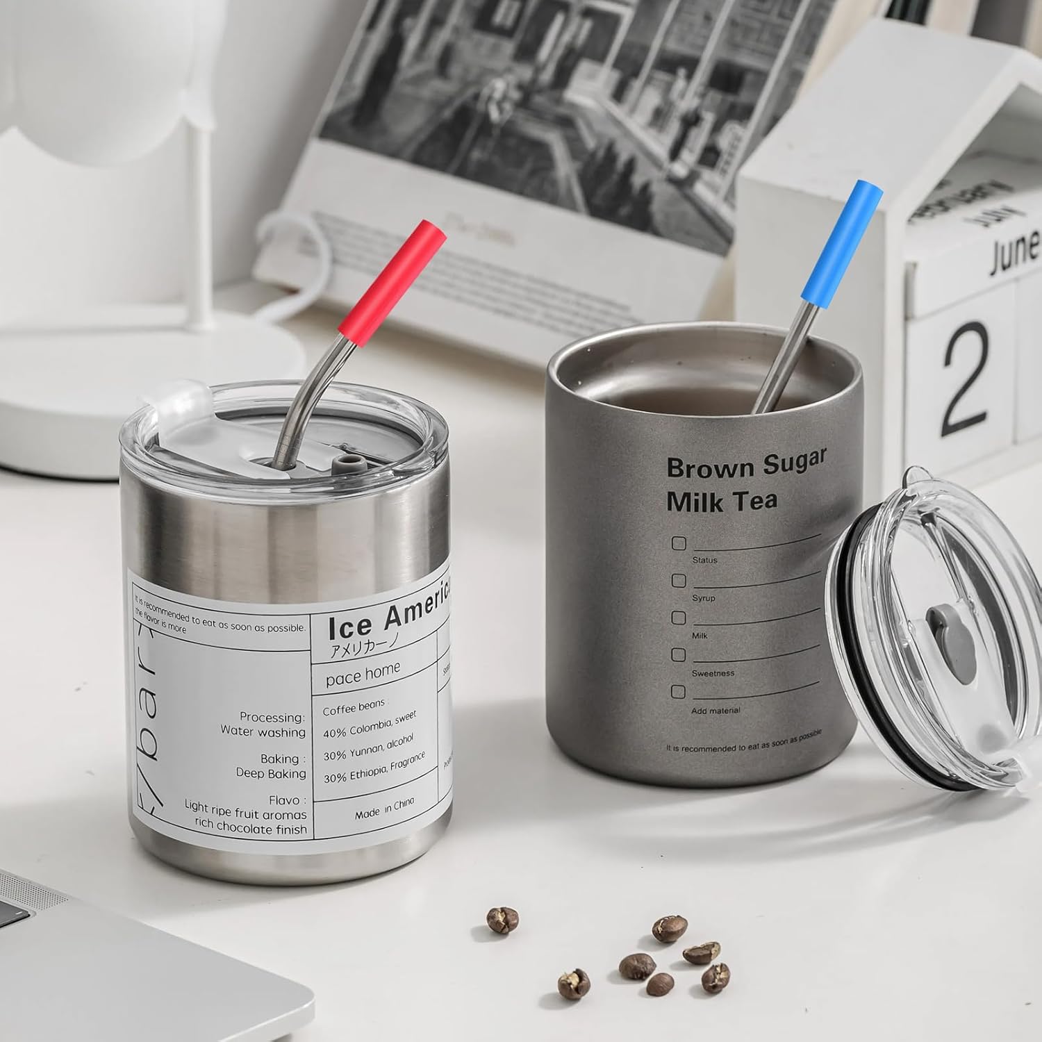 Pajitas de acero inoxidable de repuesto para la serie Yeti Rambler y vasos simples modernos de 2030 onzas, 16 popotes de metal reutilizables con