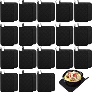 Hoolerry 20 soportes de algodón para ollas de bolsillo para horno de cocina, soportes para ollas de 7 x 9 pulgadas, resistentes al calor, con bucles Hoolerry 20 soportes de algodón para ollas de bolsillo para horno de cocina, soportes para ollas de 7 x 9 pulgadas, resistentes al calor, con bucles
