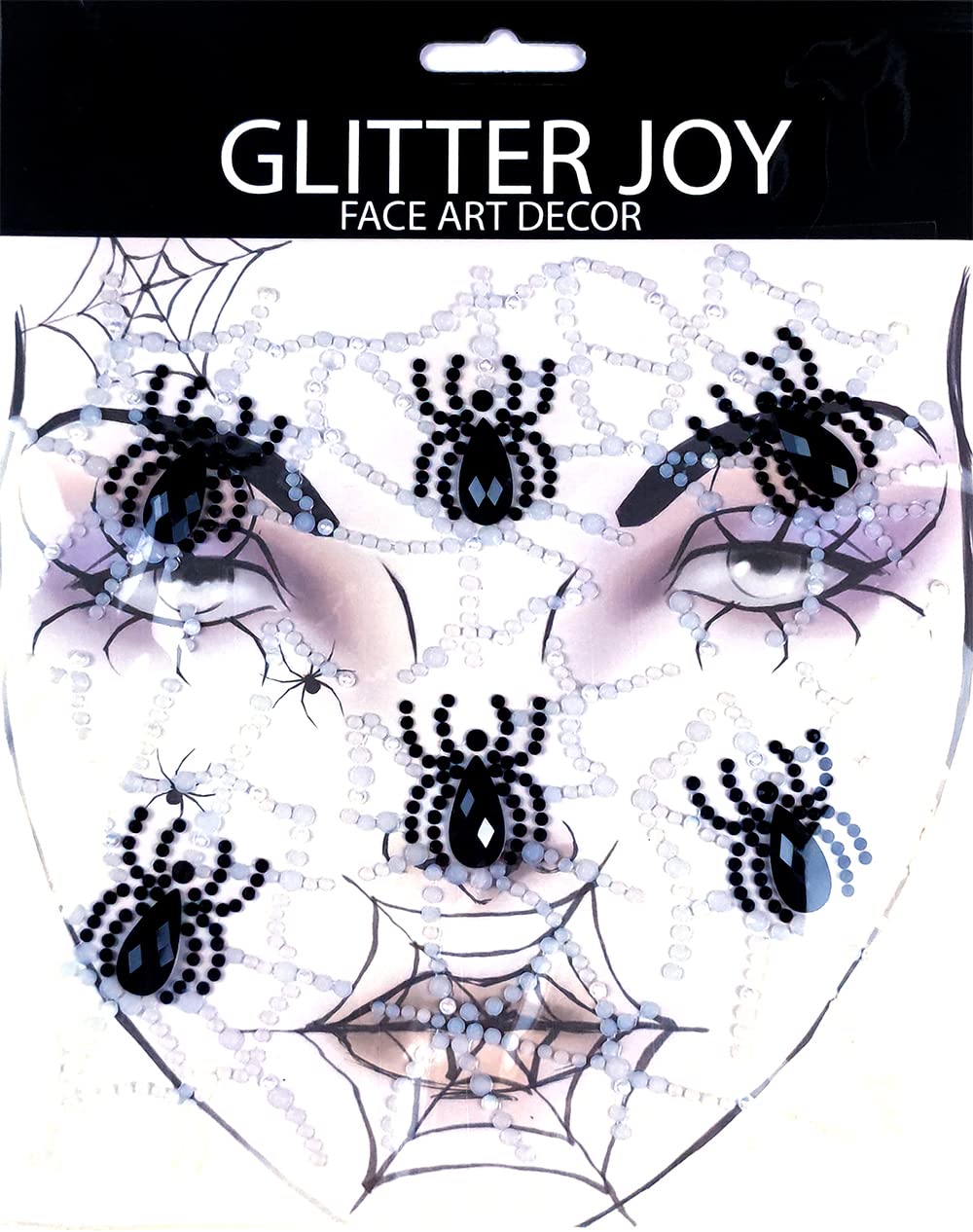 Gemas faciales de telaraña, joyas de cara del día de la muerte para Halloween, paquete de 2