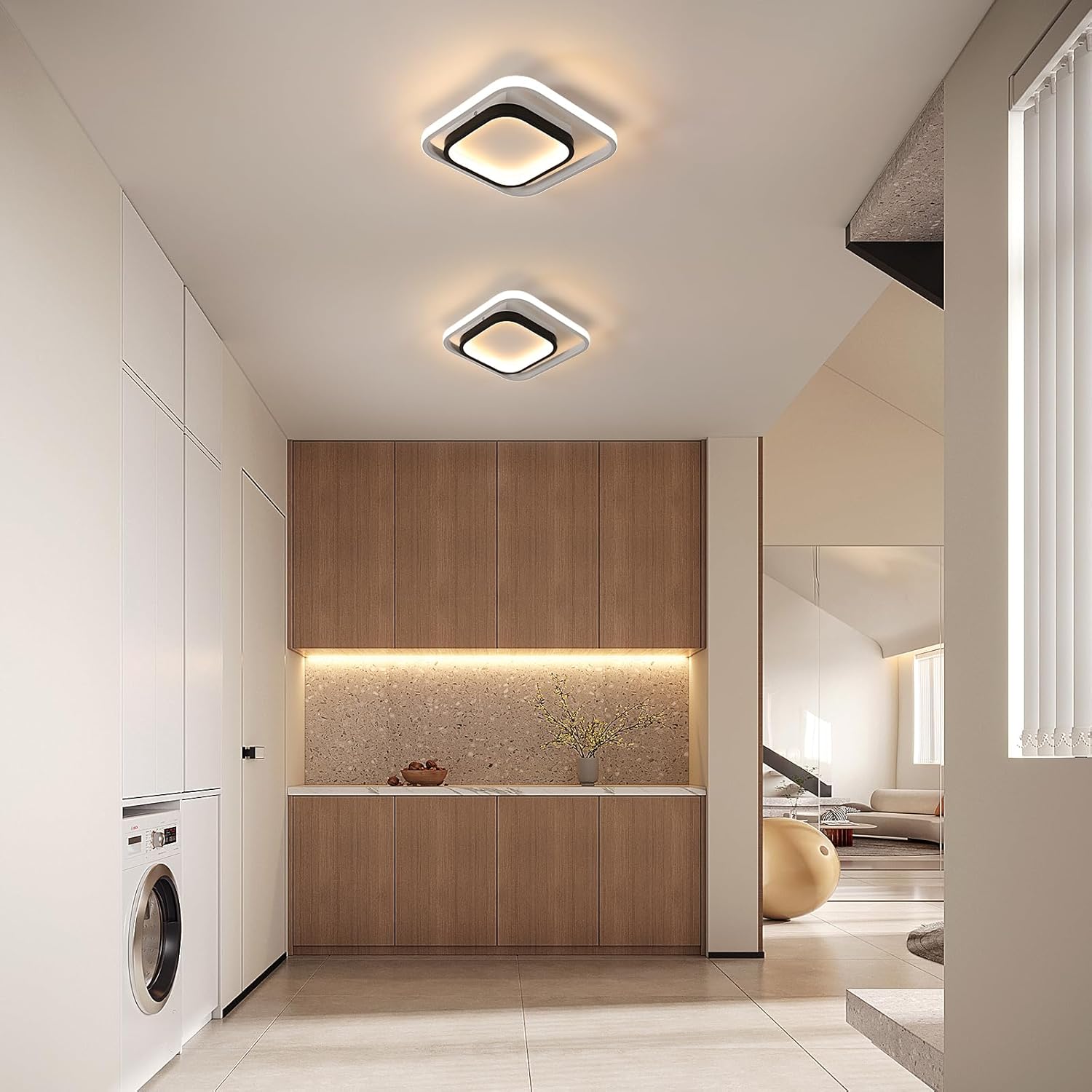 AUA Lámpara LED de techo empotrada, lámpara de techo moderna cuadrada de 33 W, 6500 K, luces de techo para pasillo cerca de la lámpara de techo para