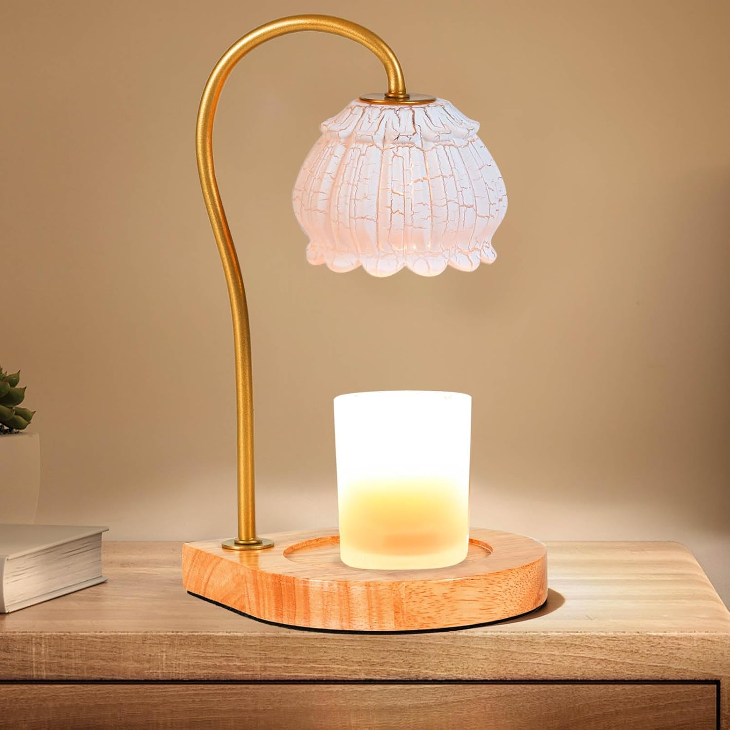 CABRHEART Lámpara calentadora de velas con temporizador, calentador eléctrico regulable de velas, frasco pequeño y grande, portavelas con fragancia