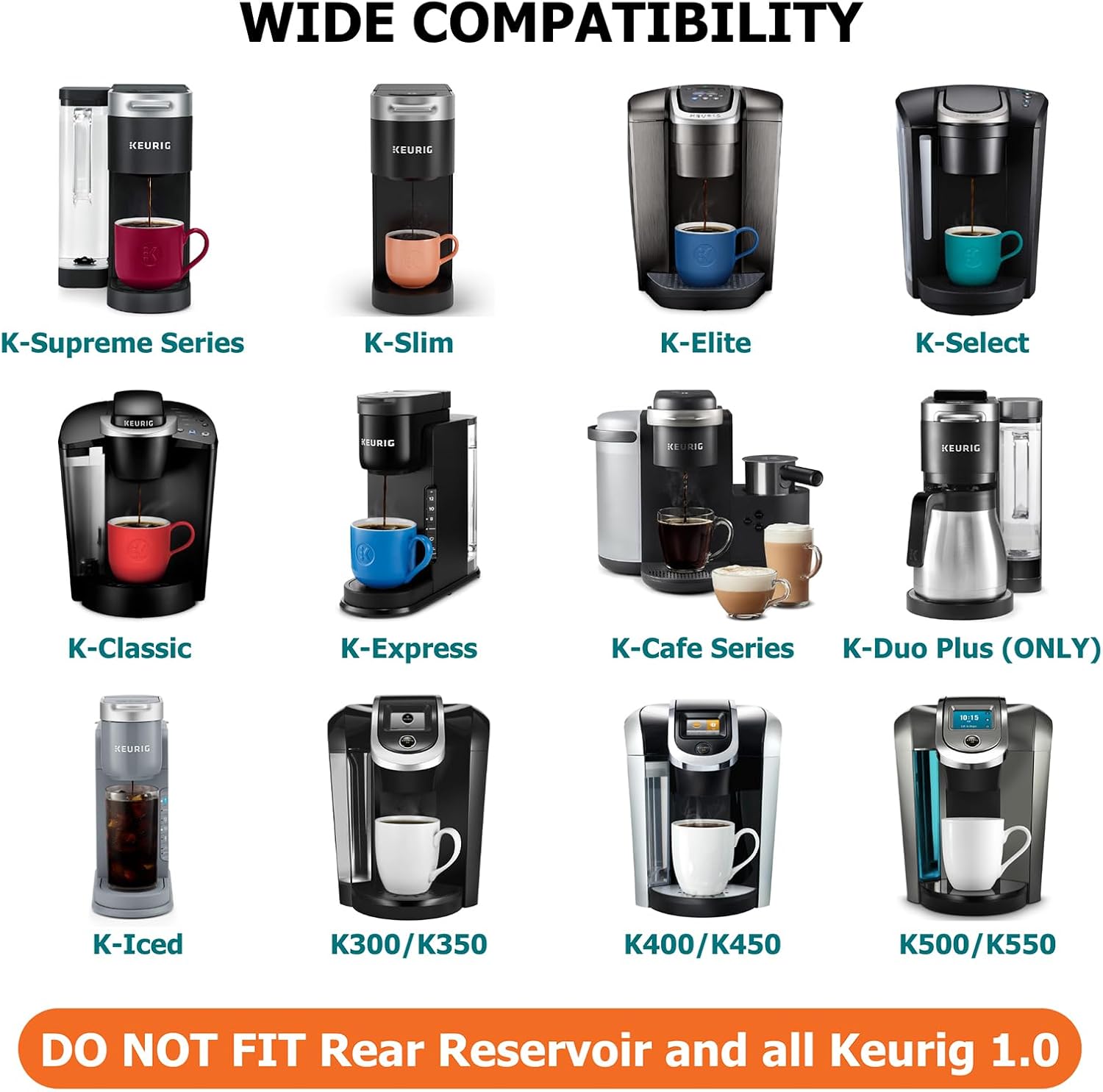 Kit de inicio Keurig de repuesto para cafeteras Keurig 2.0 y modelos actuales, incluye soporte de filtro de depósito lateral y 2 filtros de agua de