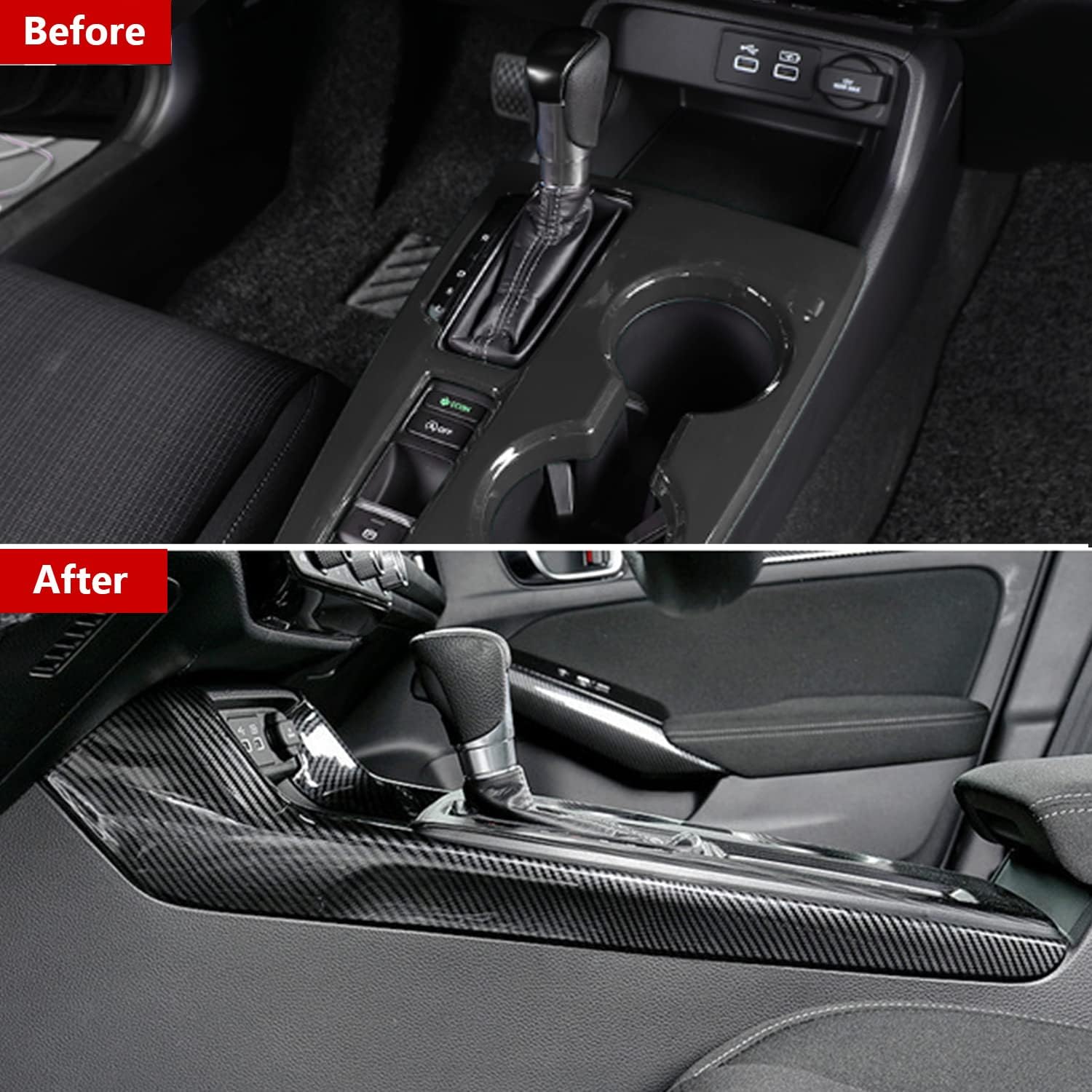 Para Honda Civic de 11 generación 2022 2023 – Panel de cambio de marchas tiras laterales para reposabrazos, consolas centrales, decoración interior,