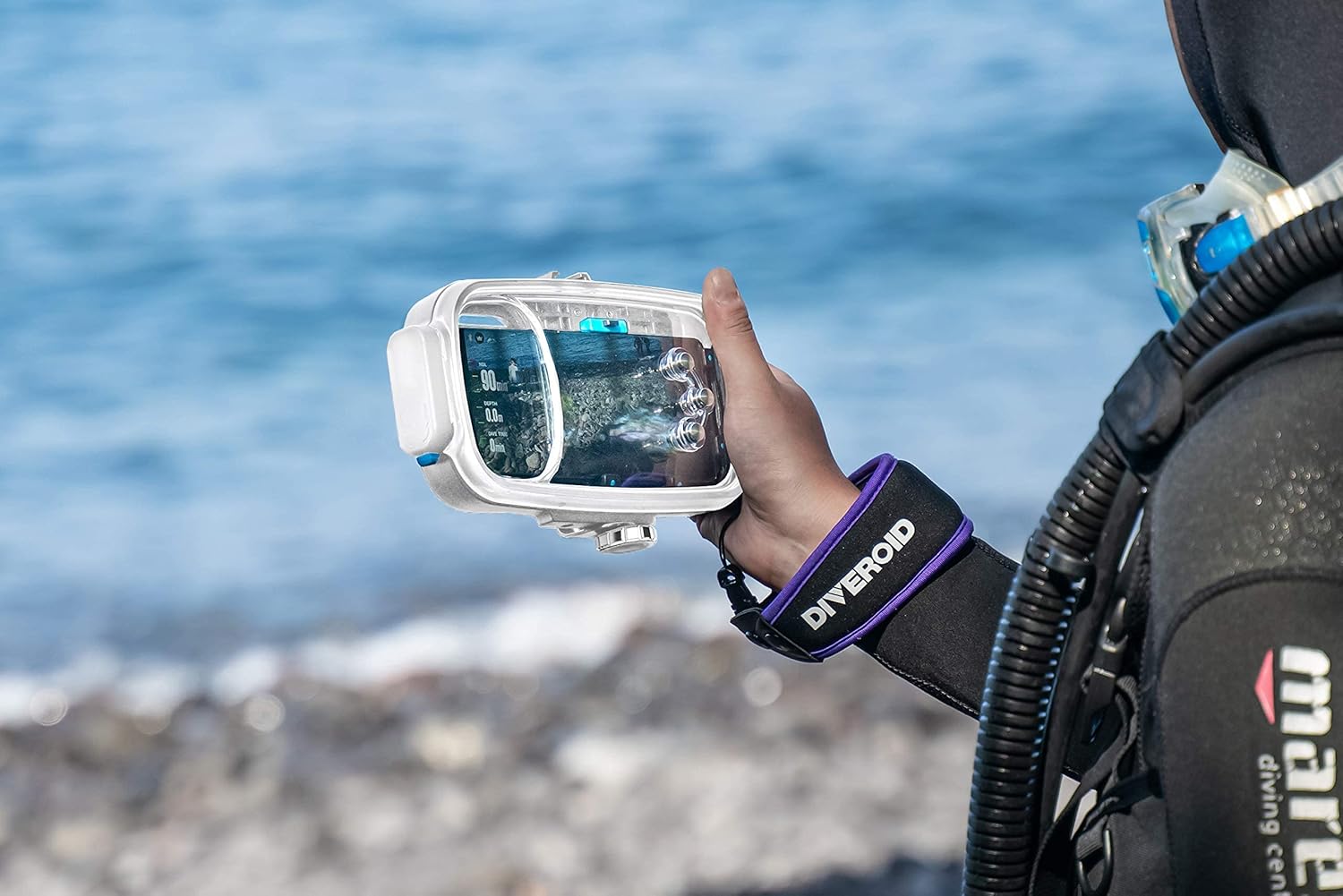 DIVEROID Funda impermeable para teléfono cámara subacuática fácil de usar, computadora de buceo, equipo de buceo todo en uno, tamaño universal