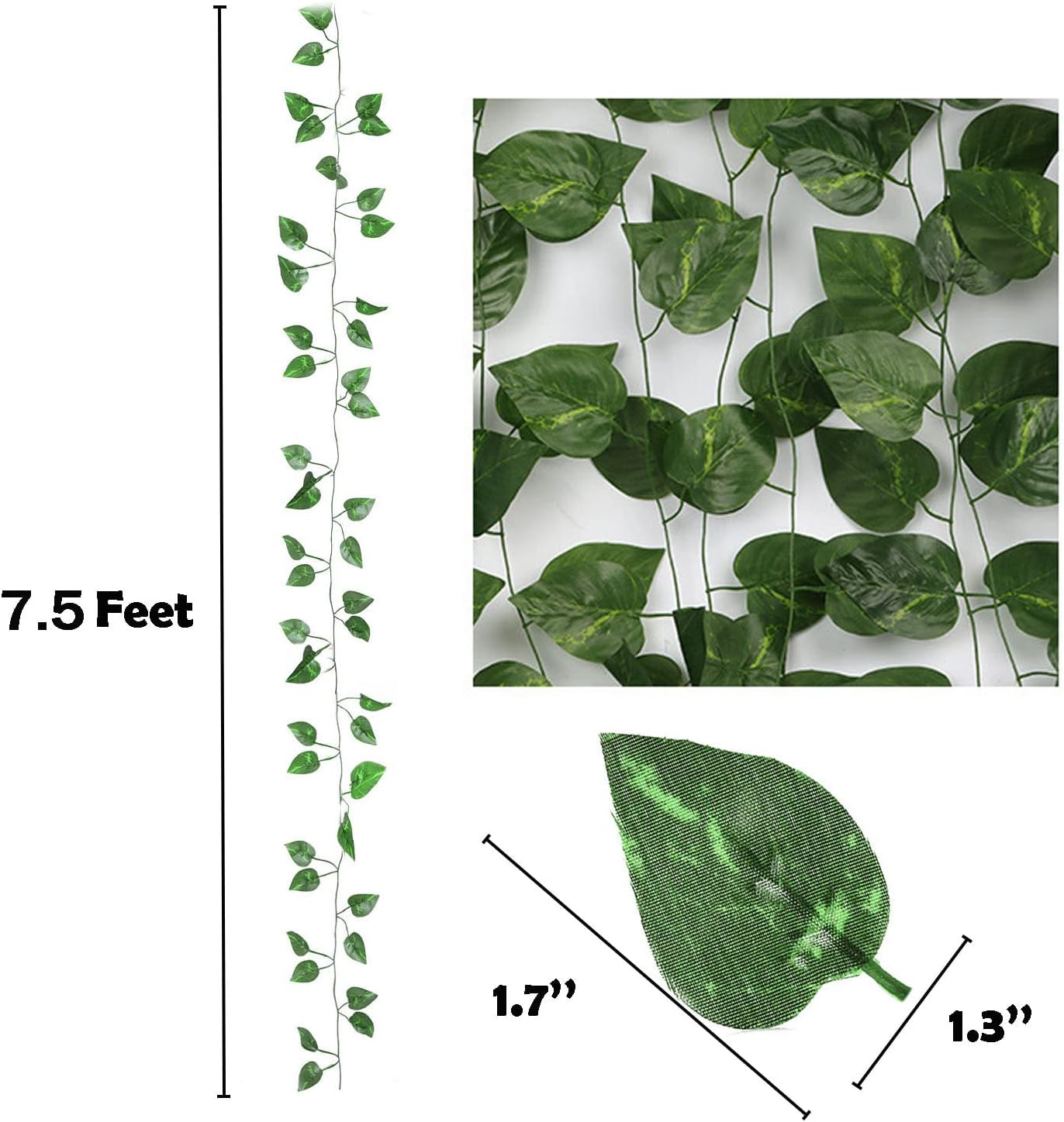 ZYIGYI Paquete de 48 guirnaldas colgantes de vegetación falsa de 360 pies, plantas de hojas de hiedra, hojas de vid, follaje de flores falsas para