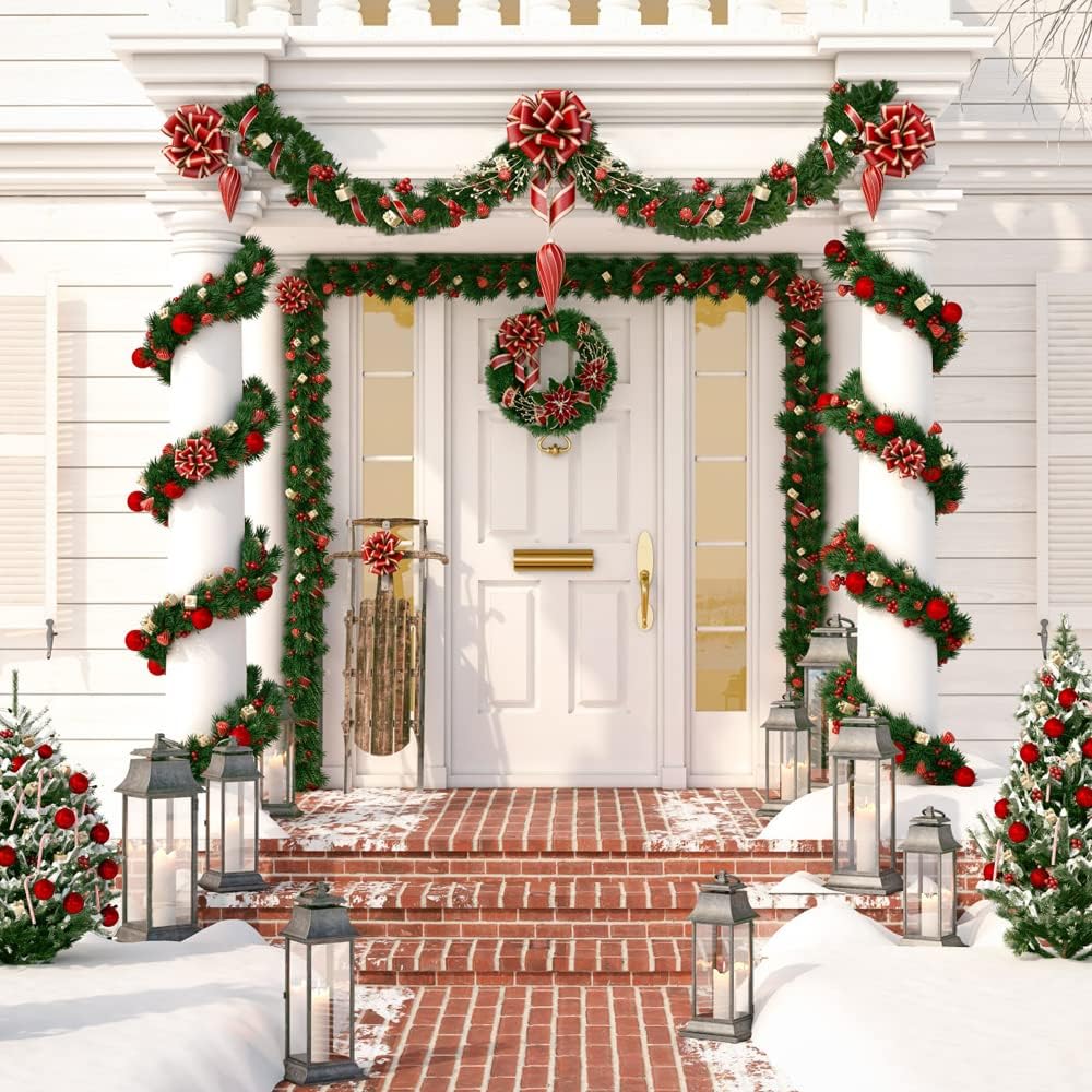 XIMISHOP Guirnalda de Navidad de 50 pies para decoraciones, vino artificial de Navidad, guirnalda de pino de vegetación suave, decoración para el
