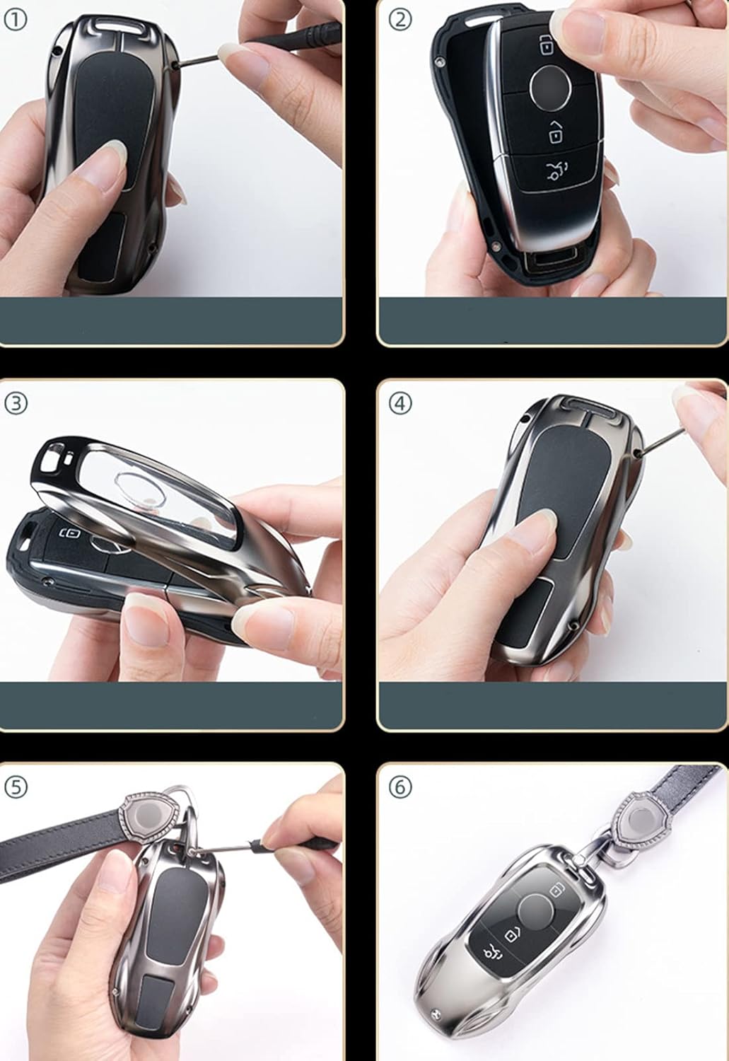 Funda de metal de aleación de zinc compatible con Mercedes Benz Clase S Clase SL Clase C C300 W206 W223 R232 2022 Protector de llave inteligente