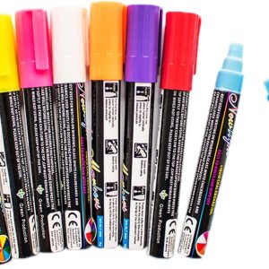 Elonglin Paquete de 8 rotuladores de tinta lÃquida oblicua borrable de 0.236 in de color fluorescente neón LED para ventana, rotulador de pizarra Elonglin Paquete de 8 rotuladores de tinta lÃquida oblicua borrable de 0.236 in de color fluorescente neón LED para ventana, rotulador de pizarra