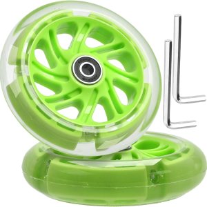 Ruedas delanteras de 4.724 in x 1.102 in de diámetro exterior de 0.315 in en línea, rodamiento LED, rueda de flash silencioso con rodamientos ABEC-9 Ruedas delanteras de 4.724 in x 1.102 in de diámetro exterior de 0.315 in en línea, rodamiento LED, rueda de flash silencioso con rodamientos ABEC-9