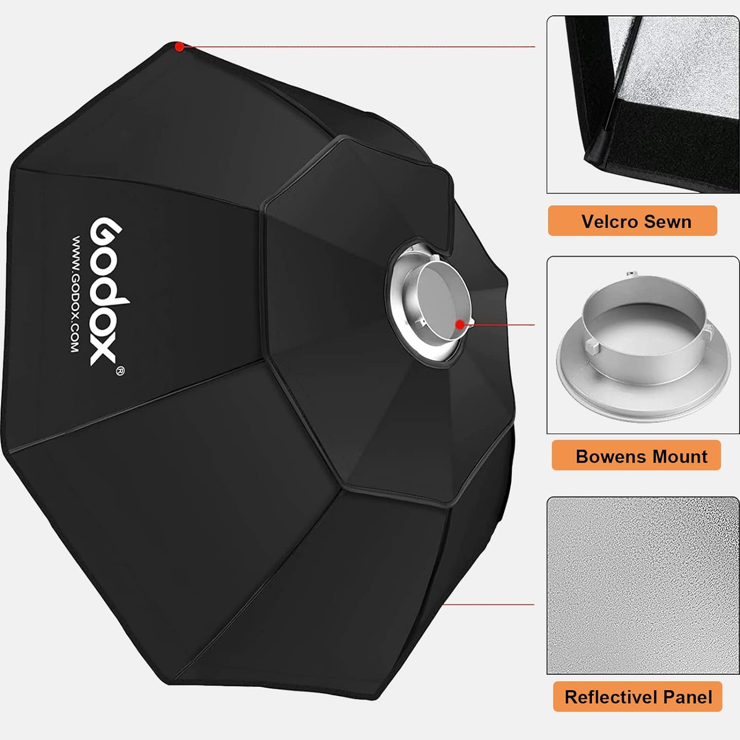 Godox Octagon Softbox 55″ 55.1 in Bowens Mount para Monolight Photo Studio Strobe Iluminación