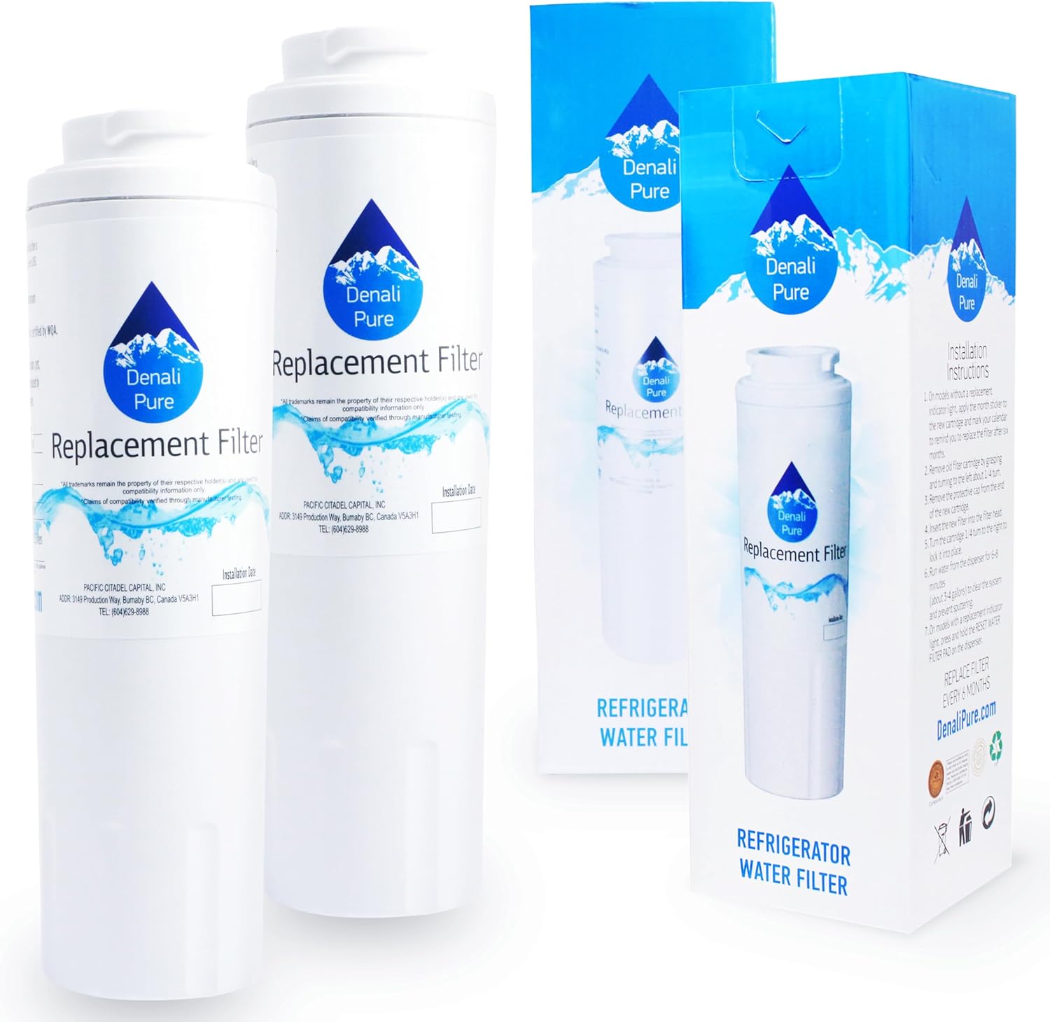 2-Pack Sustitución Whirlpool gi5svaxvb00Filtro de agua para nevera (Compatible Cartucho de filtro de agua para nevera Whirlpool 4396395