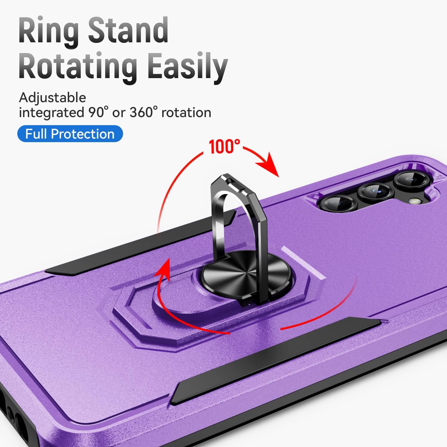 Funda para Samsung Galaxy A14 5G con protector de pantalla con anillo de soporte, resistente protección de grado militar a prueba de golpes para