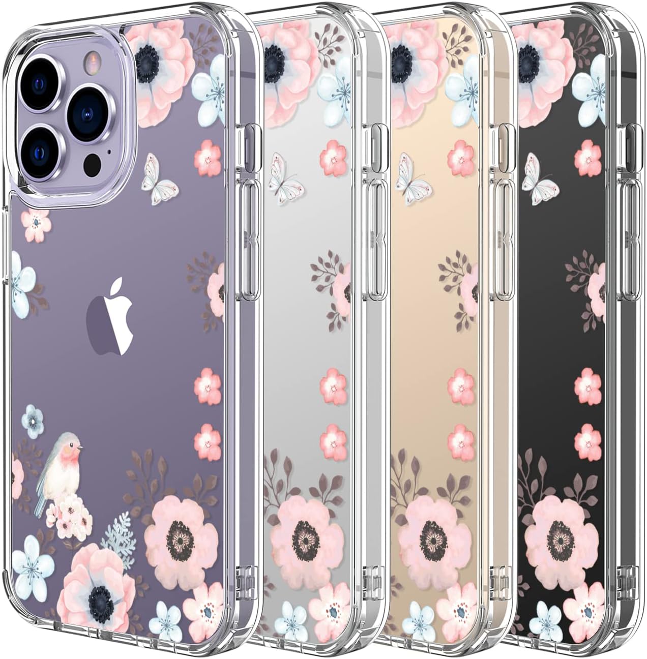 LUHOURI Funda para iPhone 15 Pro con protector de pantalla  Funda duradera transparente  Diseños de moda para mujeres y niñas  Funda protectora