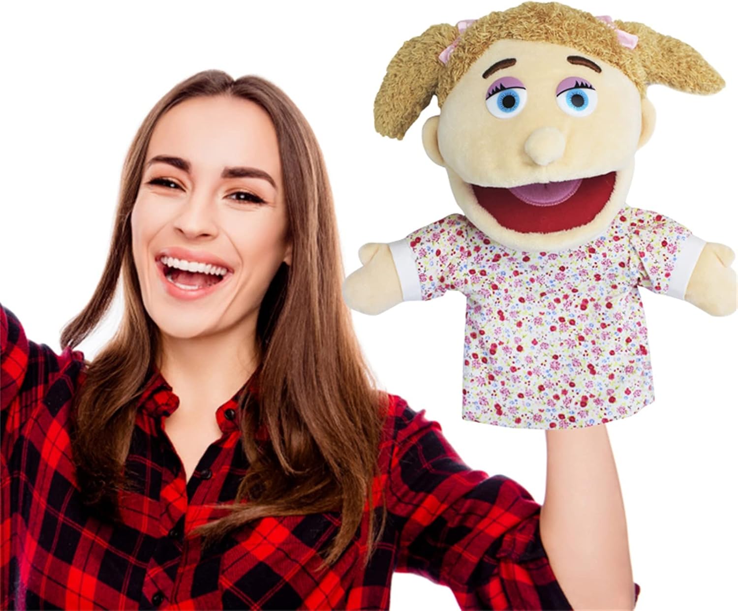 Marionetas de mano para la familia, marionetas de peluche con apertura de boca, juguetes de juego de rol, marionetas para niños, juguete de