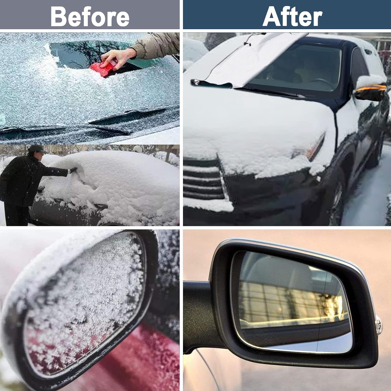 FOVAL Cubierta de parabrisas para hielo y nieve, cubierta de nieve para parabrisas de automóvil con cubierta de espejo lateral, cubierta protectora