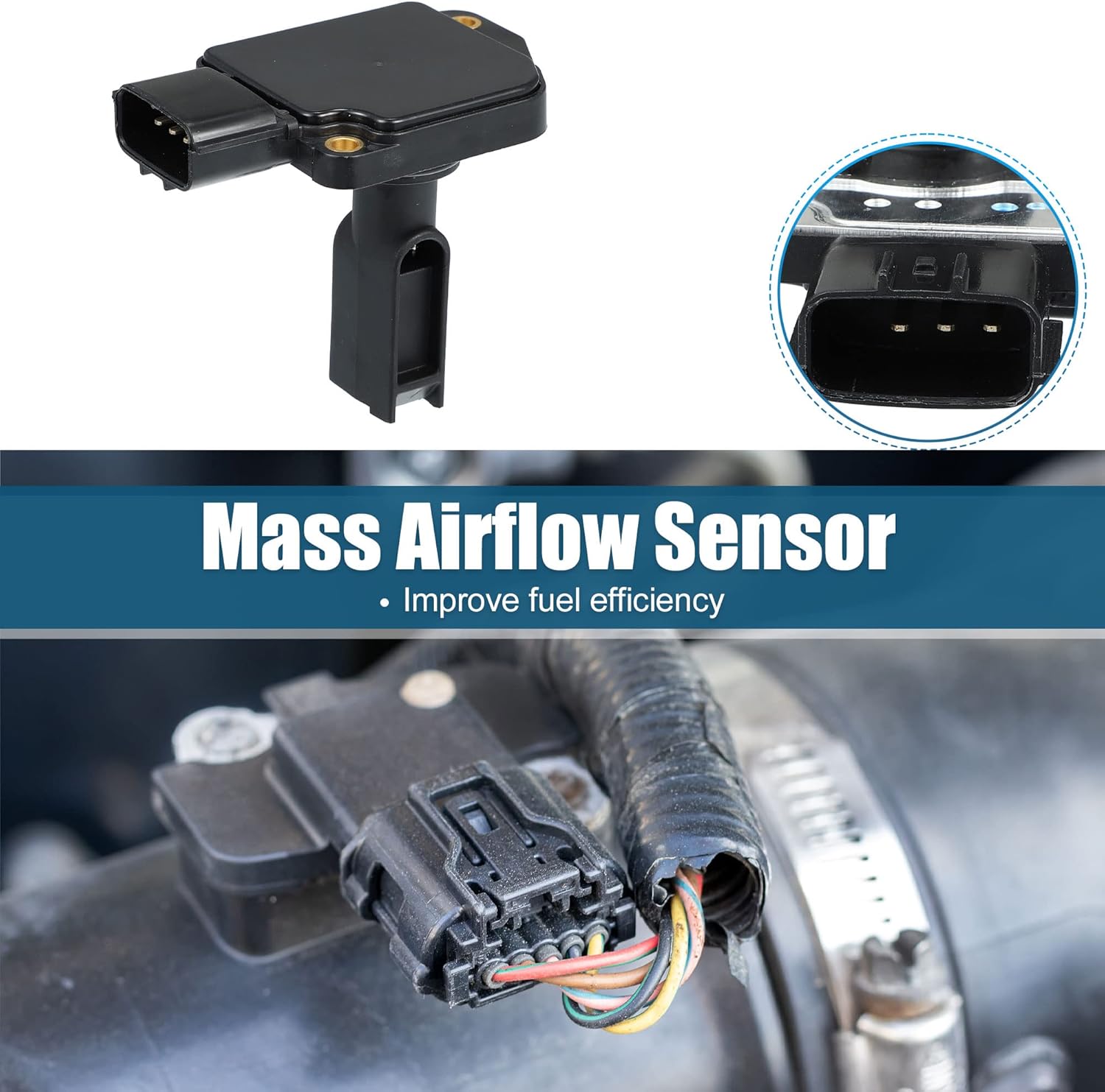 X AUTOHAUX 22680-5J000 Medidor de sensor de flujo de aire masivo MAF para Nissan Pathfinder 1998-2000 3.3L V6 para Ford para Mustang 2001-2004