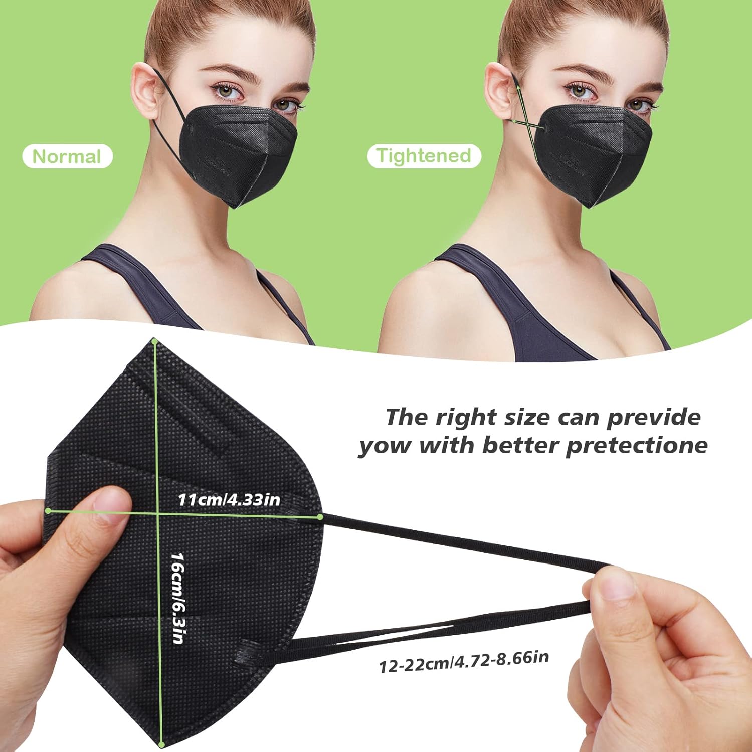 SOOQOO 50 mascarillas KN95 para Audlts (negro)