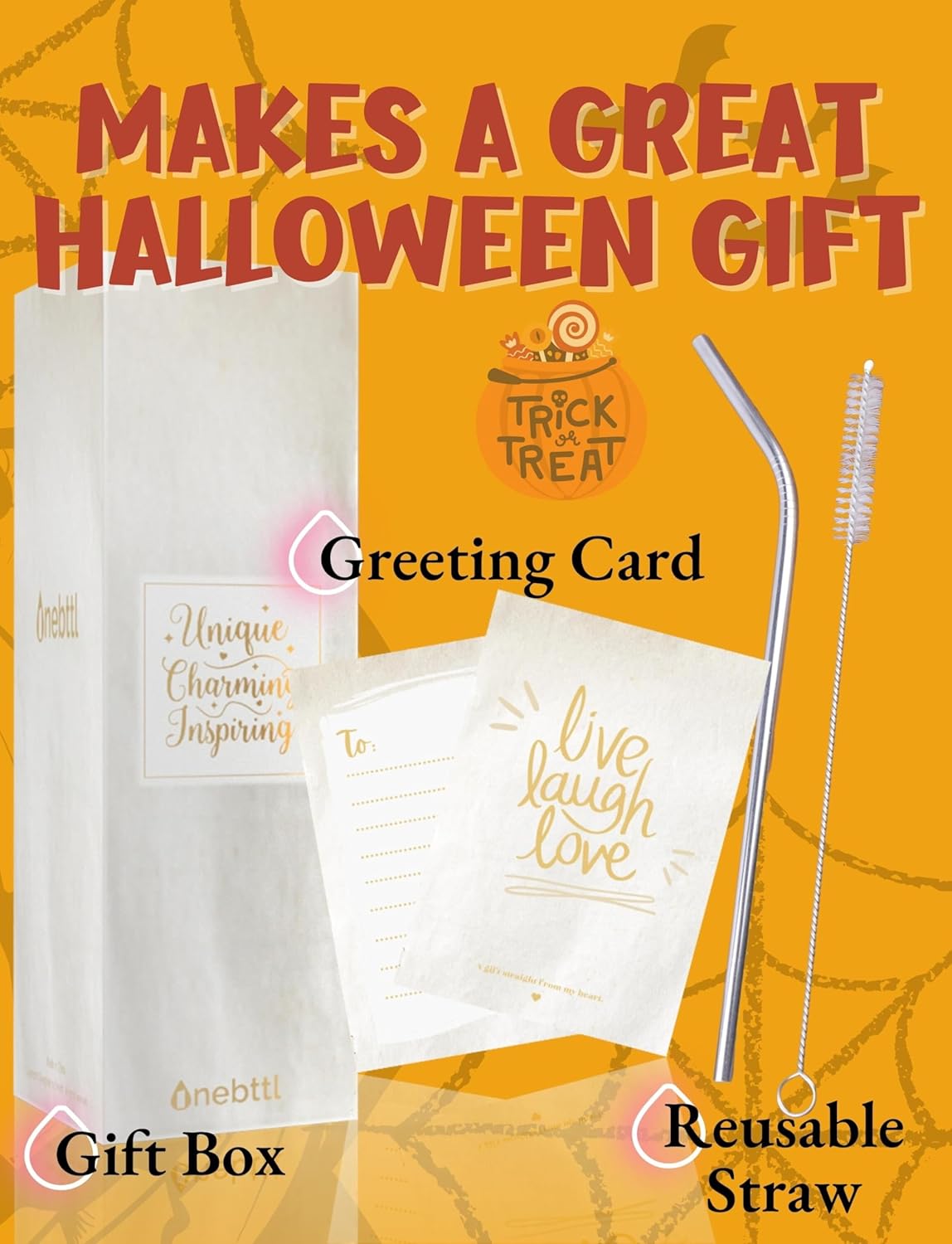 Onebttl Decoración de Halloween, regalos para mujeres, adolescentes, adultos y niños, vaso delgado con temática de Halloween de 20 onzas, regalos