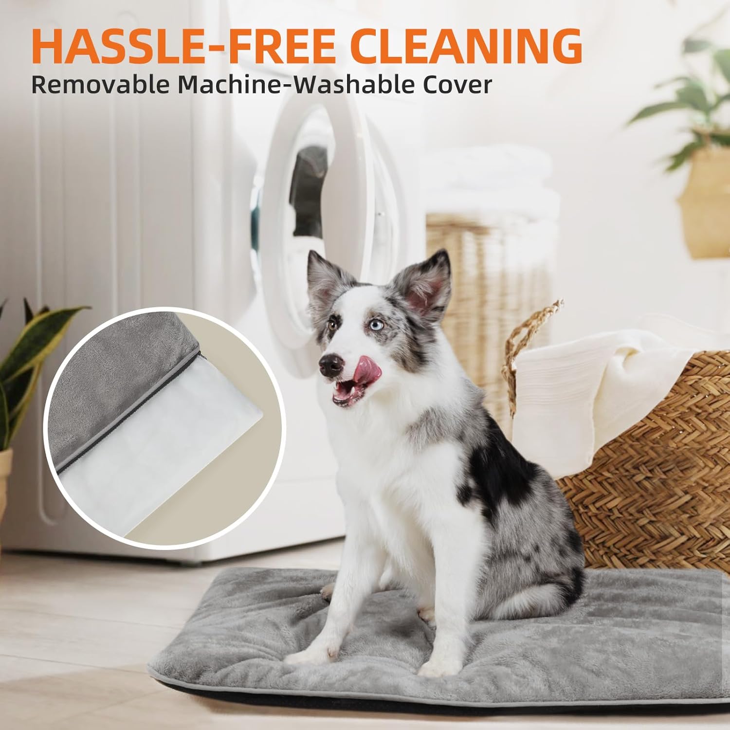 Mora Pets Almohadilla impermeable para jaula para perros, cama ultra suave para mascotas, con funda extraíble lavable, parte inferior
