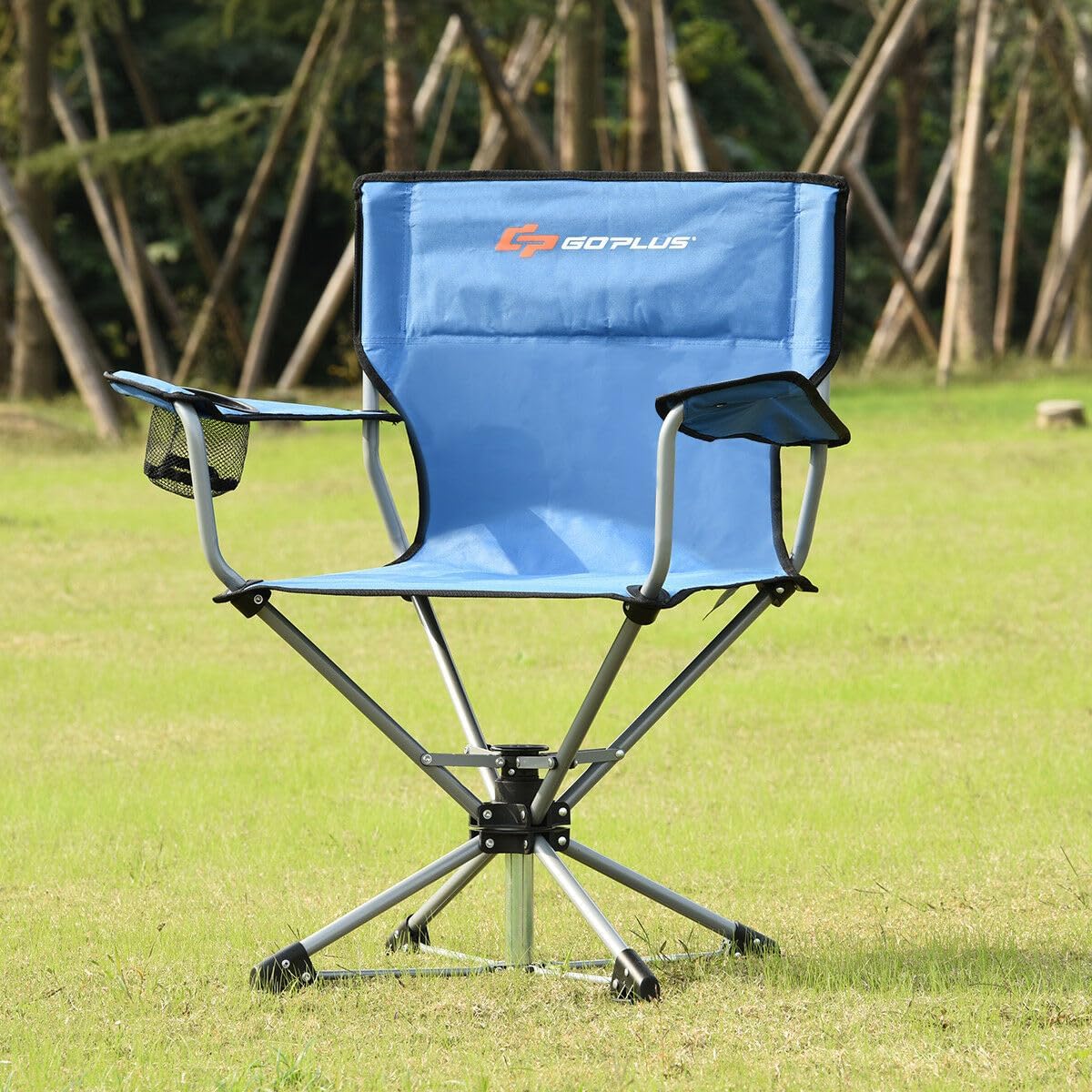 COSTWAY Silla de camping giratoria portátil plegable rotación libre de 360  para pesca de picnic